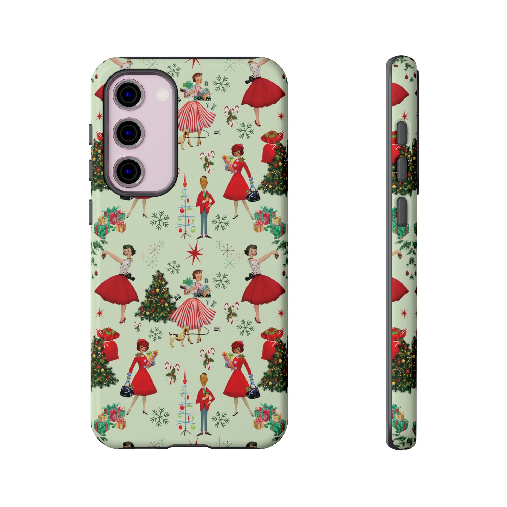 1950s Vintage Phone Case - Retro Christmas Design | Unique Holiday Protection for Your Device | Stylish & Durable Cover Gift for Her Phone 15, Samsung iPhone Samsung Accessory Gift for Her