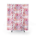 Romantic Pink Books and Bows Shower Curtain | Literary Bedroom Decor