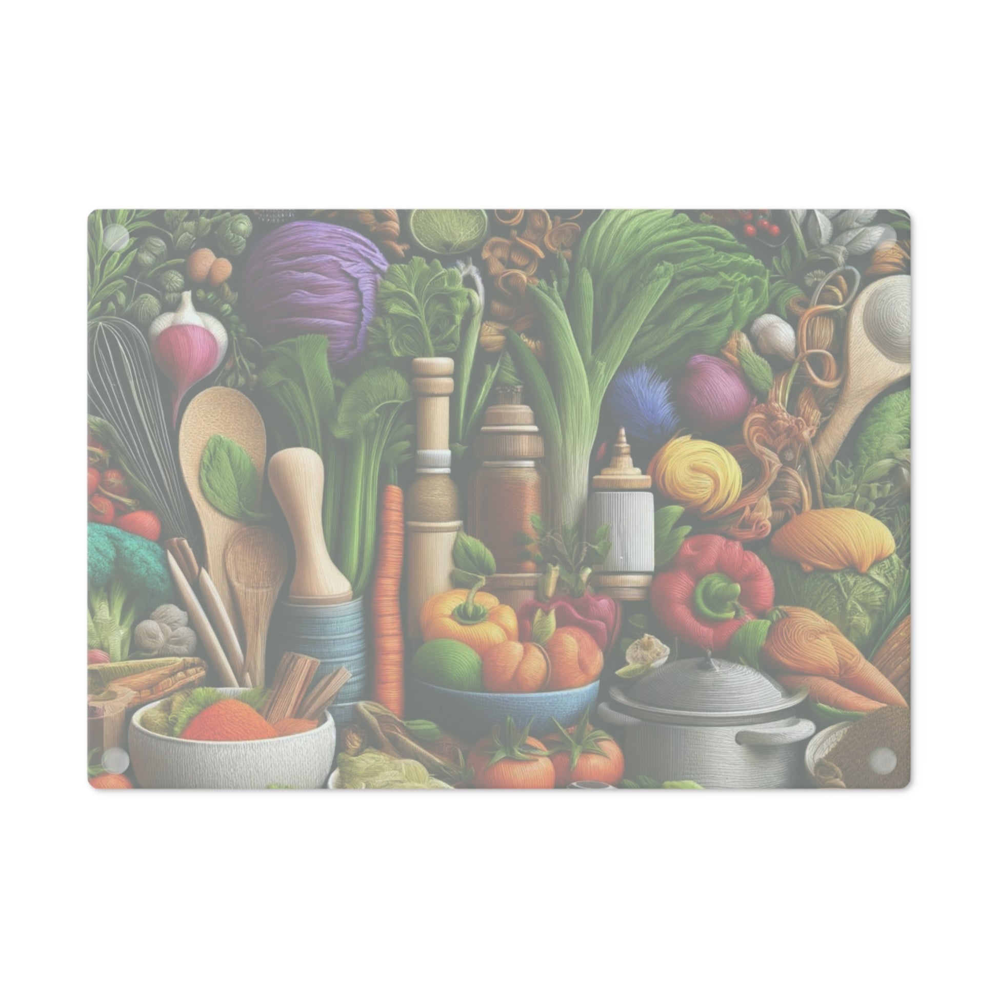 Vibrant Harvest Lively Fruit & Veggie Design Glass Cutting Board for Culinary Inspiration, Housewarming, New House Gift for the Chef or Cook - MRSBYVALLE