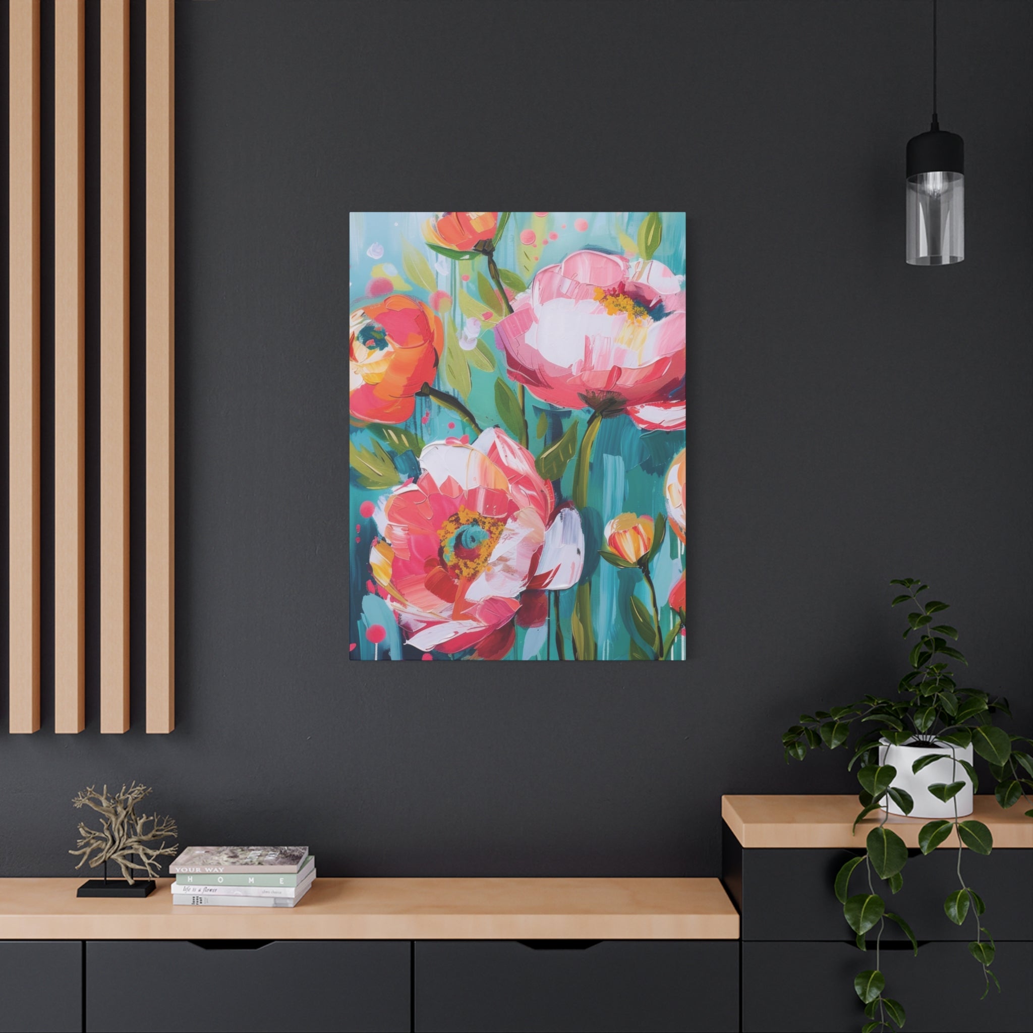 Unique Boho Floral Wall Art Matte Canvas Stretched, Vibrant Botanical Design, Perfect for Living Room, Bedroom, or Office Decor, Adds a Stylish Touch to Any Space - MRSBYVALLE