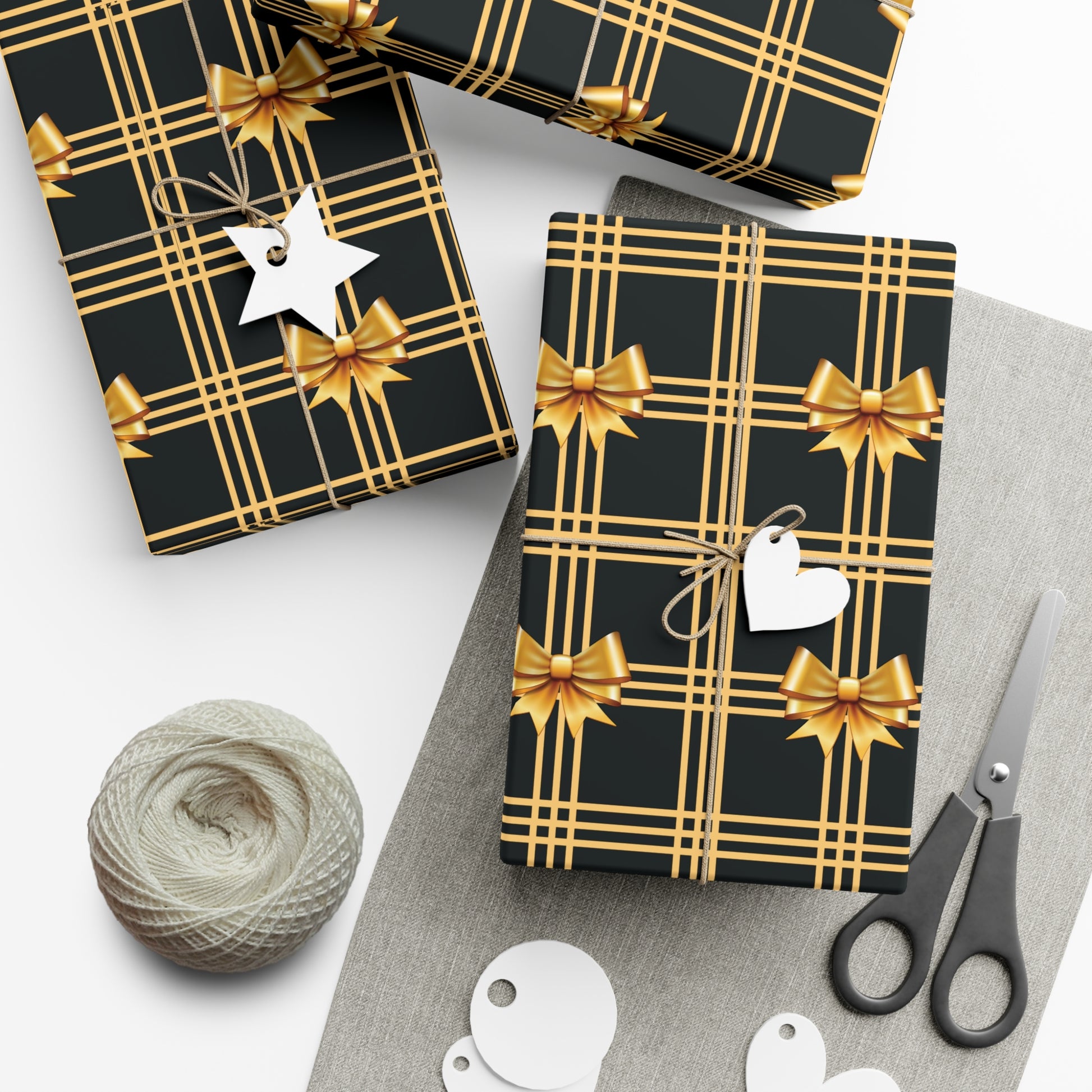 Black and Gold Bows Wrapping Paper Luxury Lover's Wrapping Paper Collection Festive Perfect for Wedding Holiday Decor – Premium Quality - MRSBYVALLE