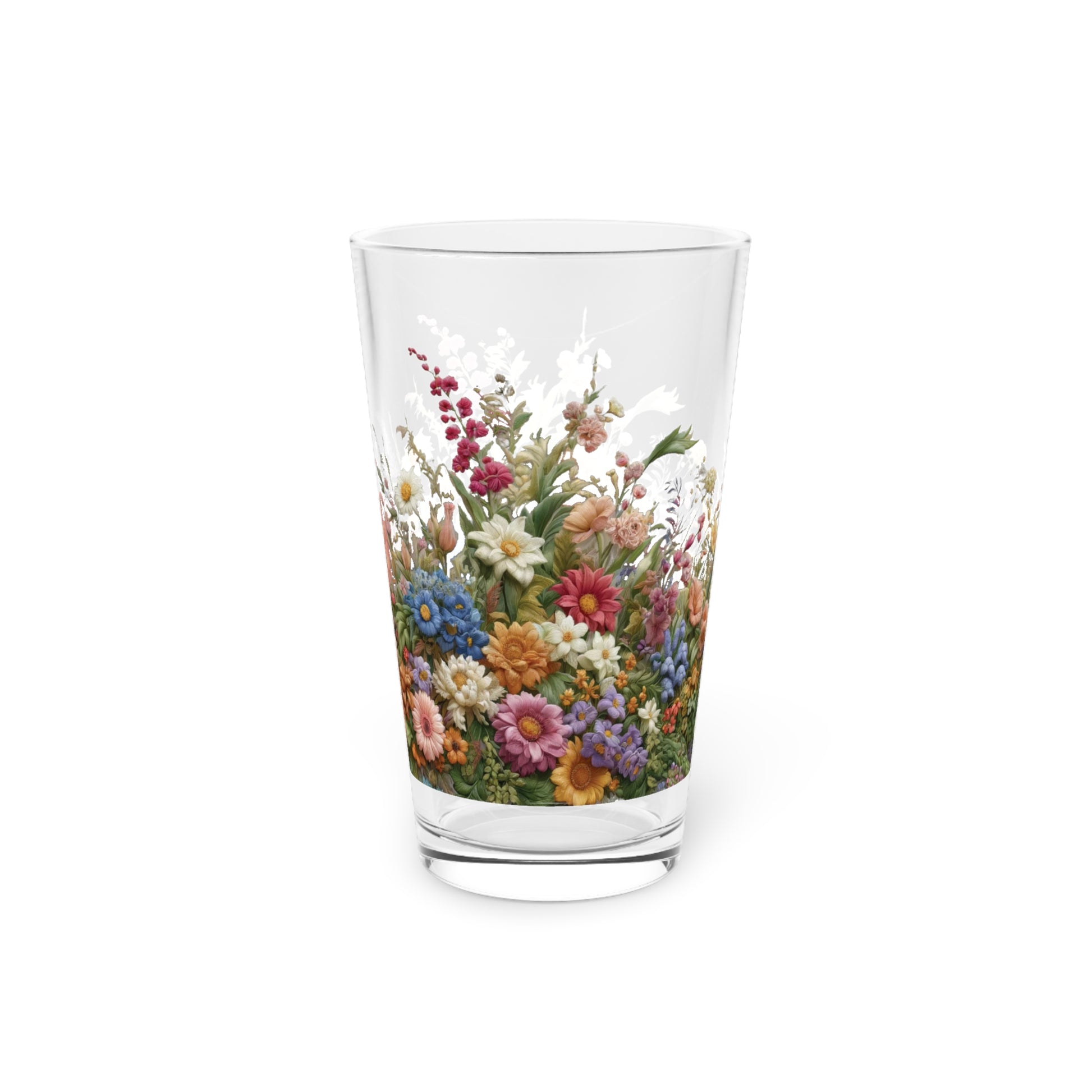 New House Floral Watercolor 16oz Pint Glass Delicate Blooms for Refreshing Sips Art Gifts, Party Drinkware, Cocktail Glass Housewarming Perfect Gift Party Drinkware, Cocktail, Wedding Perfect for Parties.