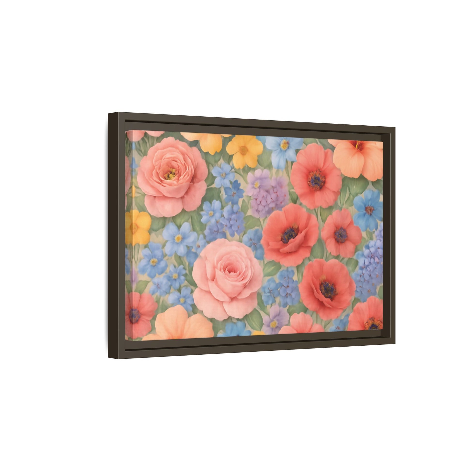 Luxury Framed Floral Canvas – Bold Multi-Color Botanical Wall Art, Elegant Nature-Inspired Accent for Living Room, Bedroom, or Office Décor Gift for Mom