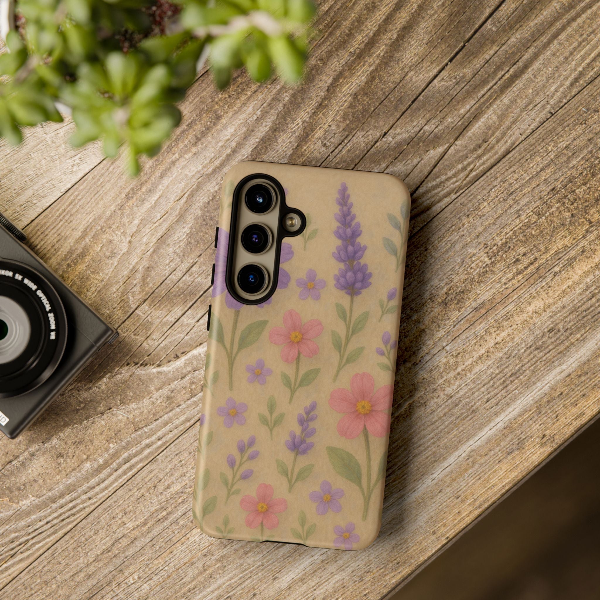 3D Illusion Wildflower Phone Case Cute Pastel Floral Design in Lavender, Pink, Mint Green – Aesthetic Protective Case for iPhone and  Android
