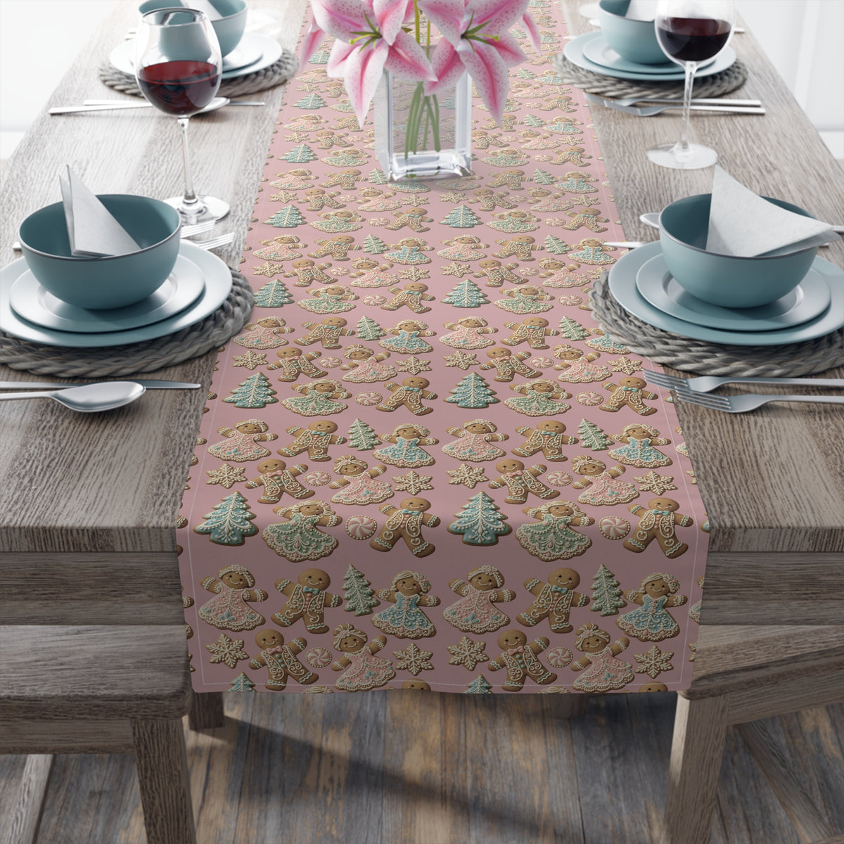 Gingerbread Cookies Holiday Table Runner