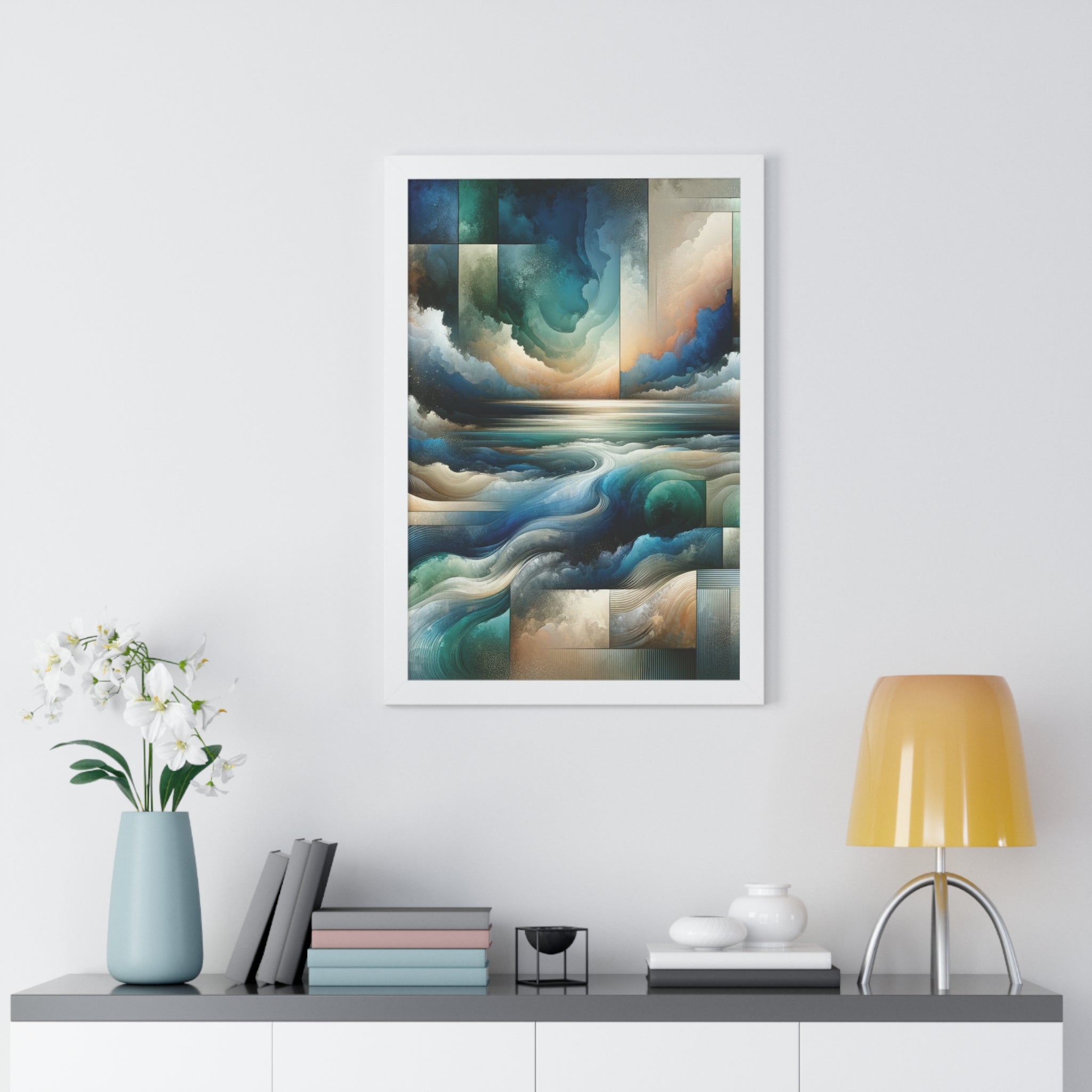 Contemporary Elegance Abstract Modern Art Framed Canvas Print Wall Classic Encased in Black, White, or Walnut Frames with Durable Acrylic Protection Ready to Hang Timelessly Crafted..