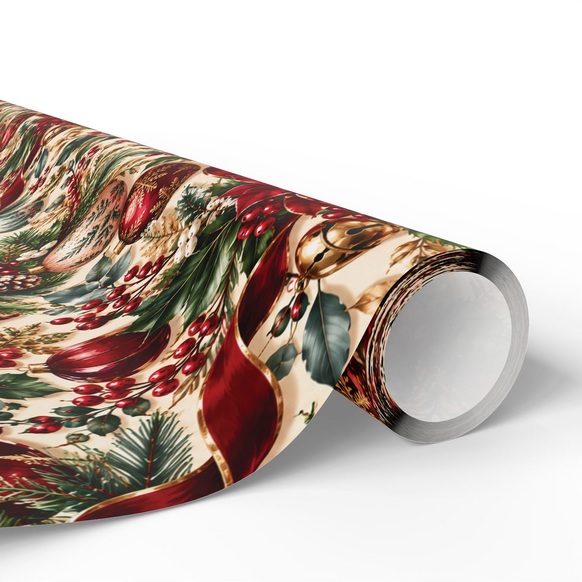 Vintage Christmas Poinsettia Wrapping Paper