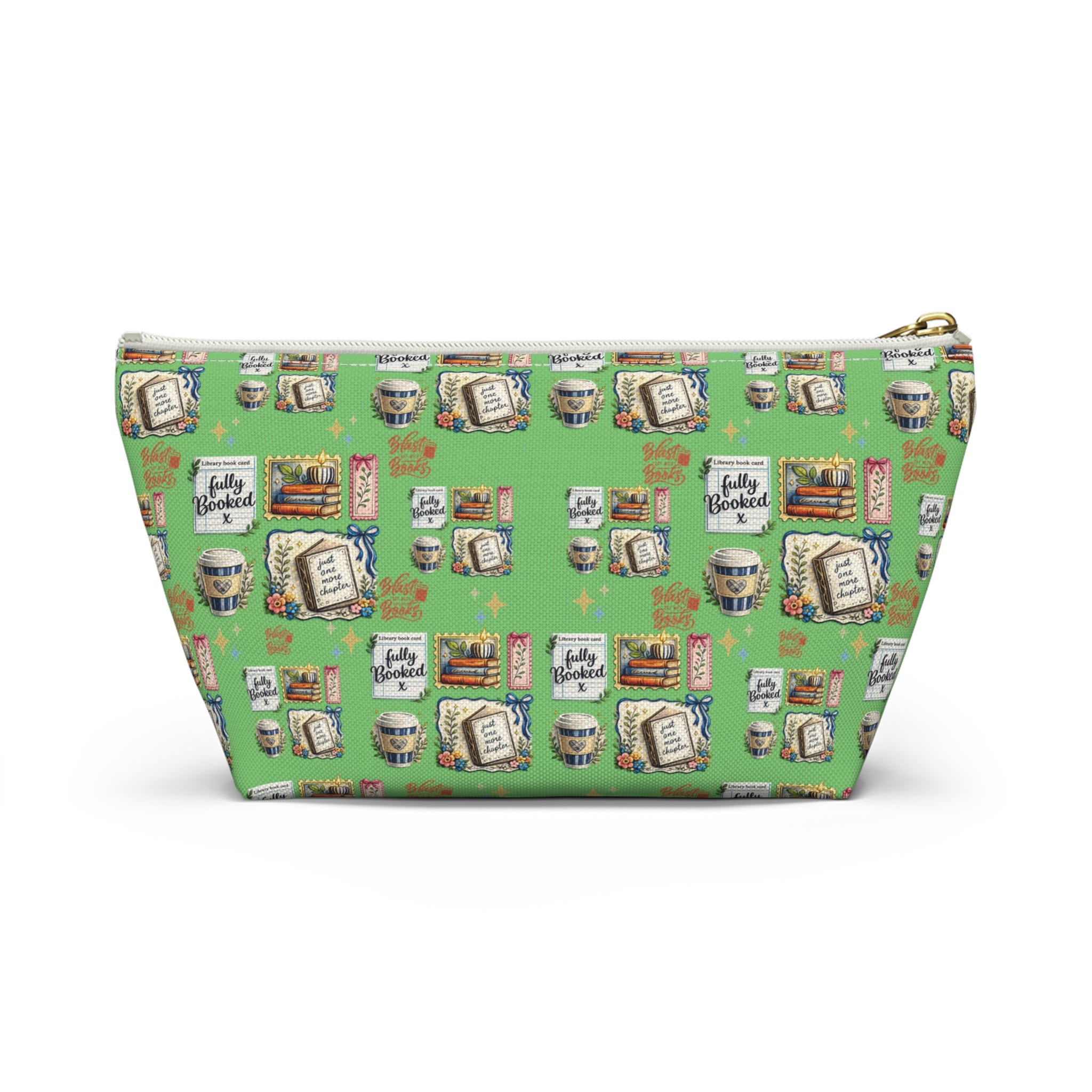 Pochette d'accessoires pour livres et café – Trousse de maquillage zippée en T pour les amoureux des livres