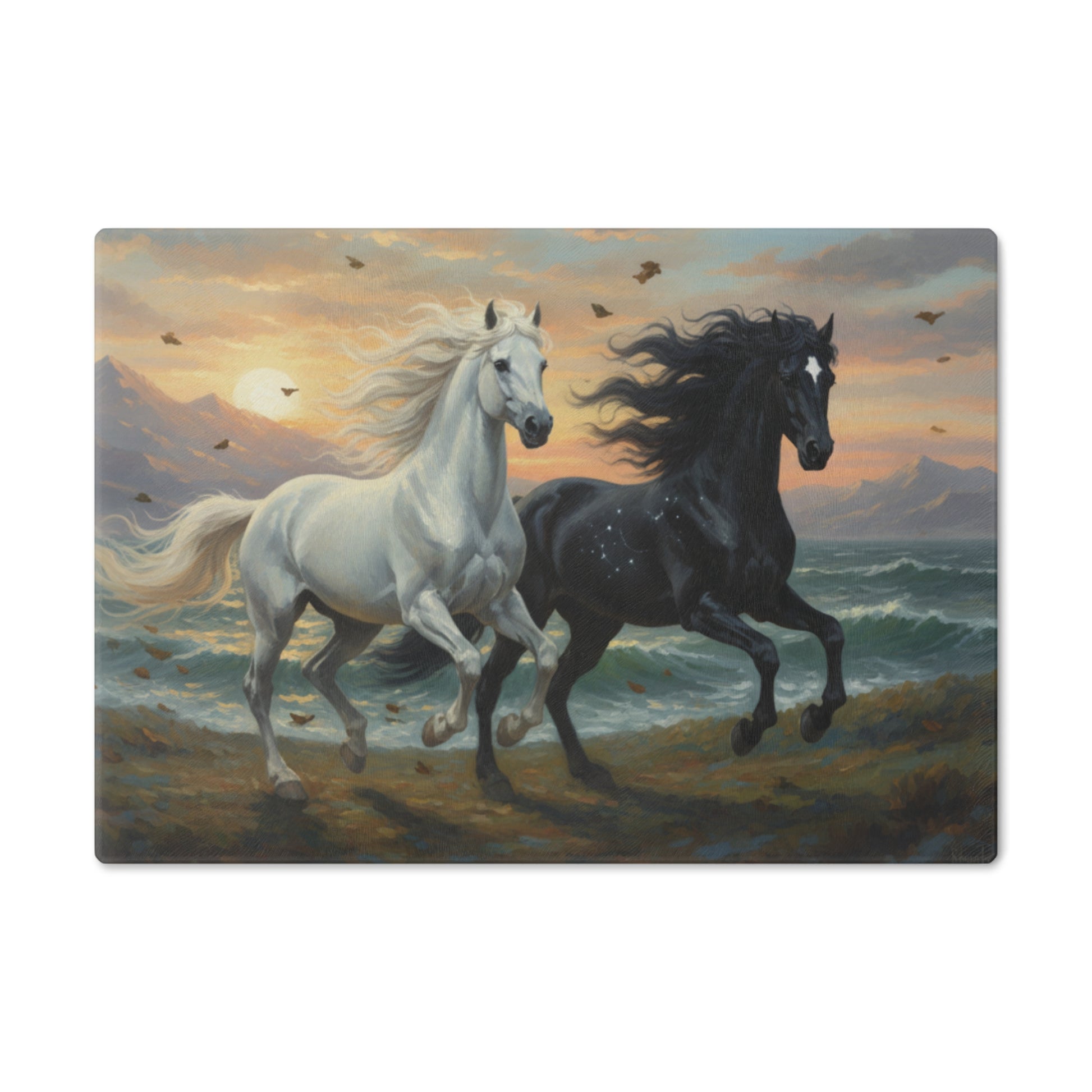 Majestic Horses Tempered Glass Cutting Board – Durable, Easy-Clean Kitchen Essential