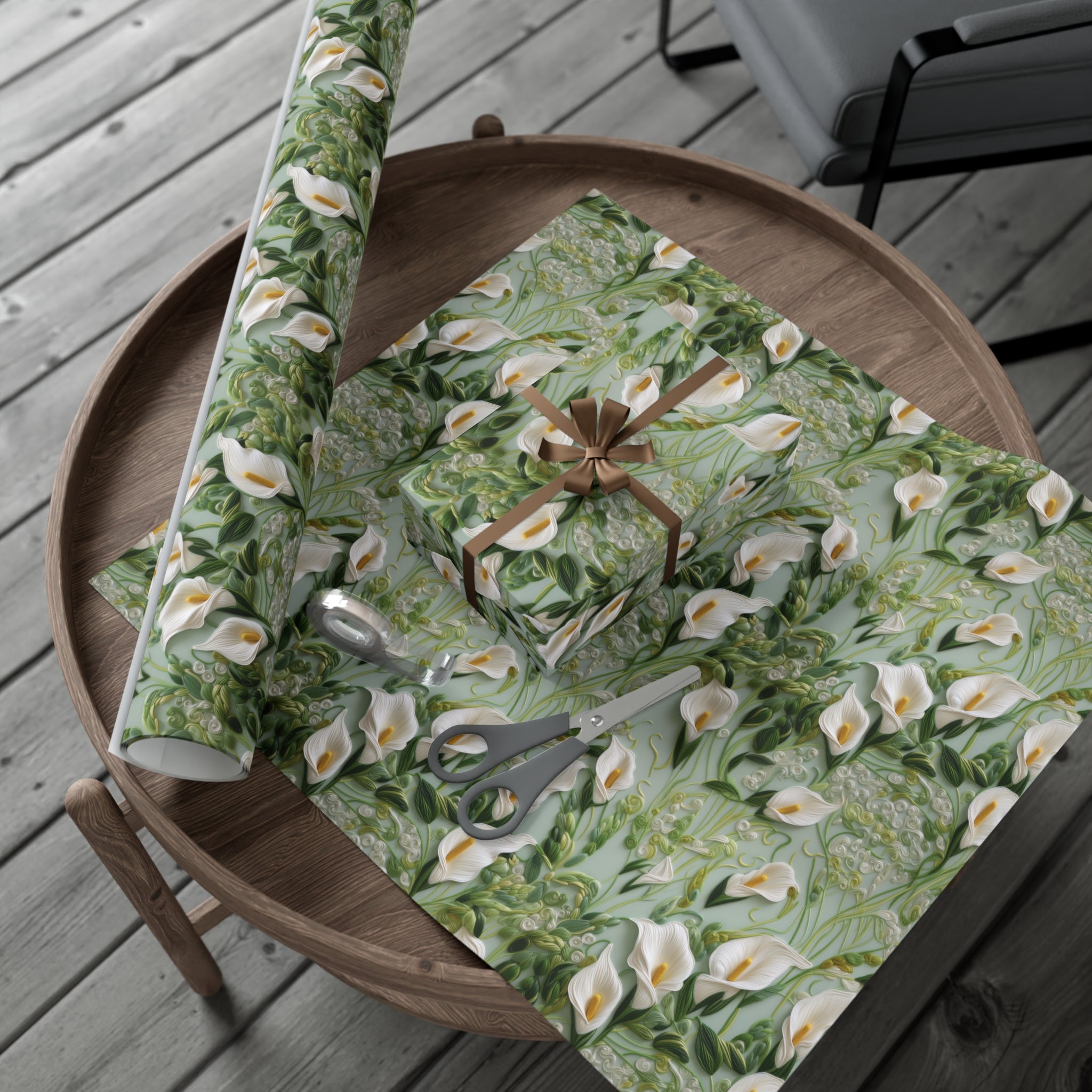 Elegant Calla Lily Wrapping Paper Beautiful Floral Design for Christmas, Birthdays & Special Occasions | Premium Gift Wrap for Nature Lovers Luxurious - MRSBYVALLE