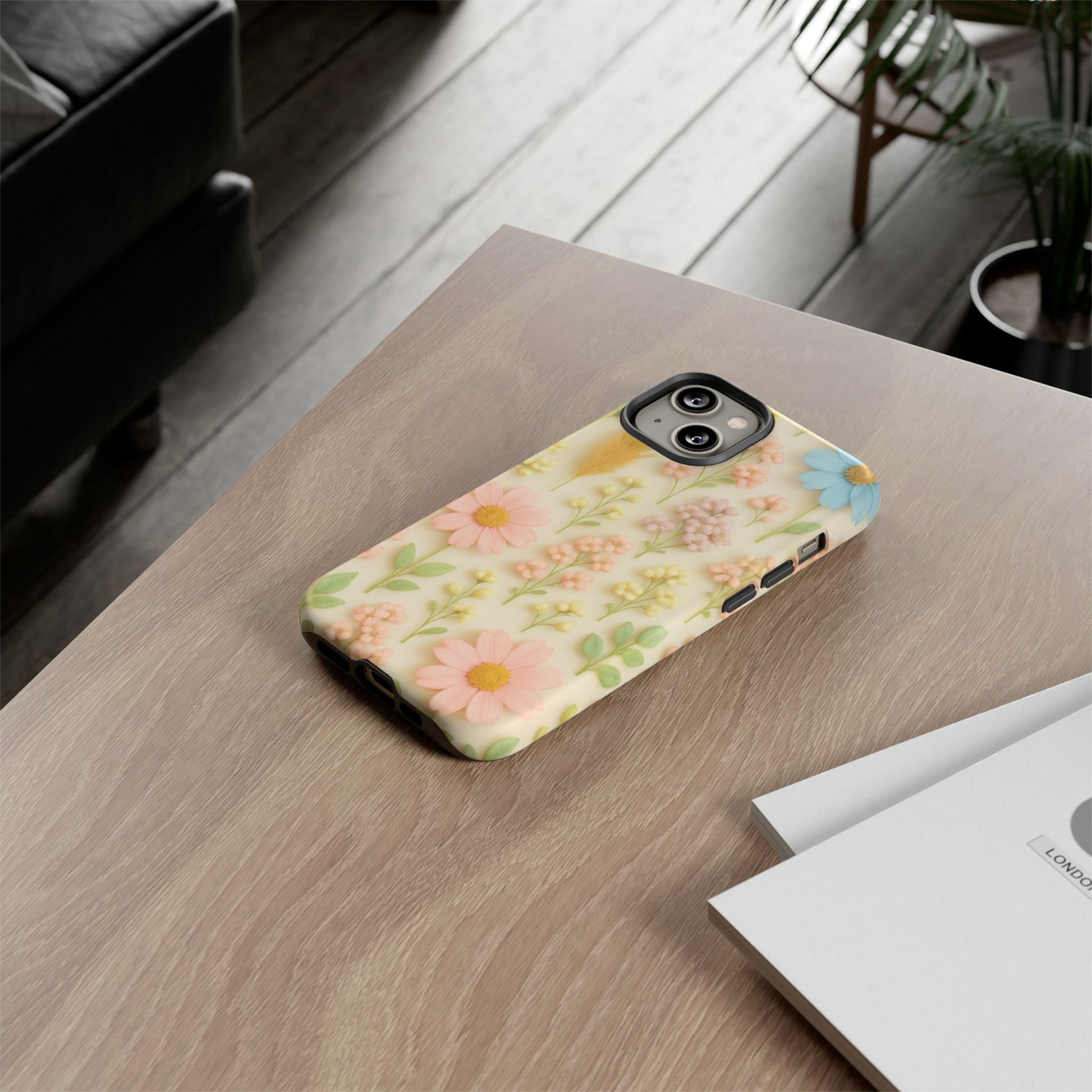Pastel Dried Flowers Illusion Phone Case 3D Realistic Pressed Floral Design, Bright Botanical Aesthetic, Soft Nature-Inspired CoveriPhone & Galaxy