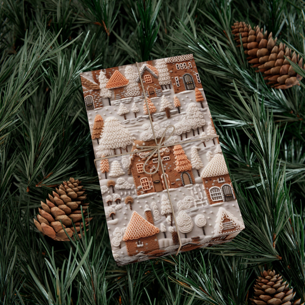 Charming Gingerbread House Wrapping Paper - Festive Holiday Design, Premium Quality, 100% Recyclable, Perfect for Christmas Gifts and Special Occasions - MRSBYVALLE