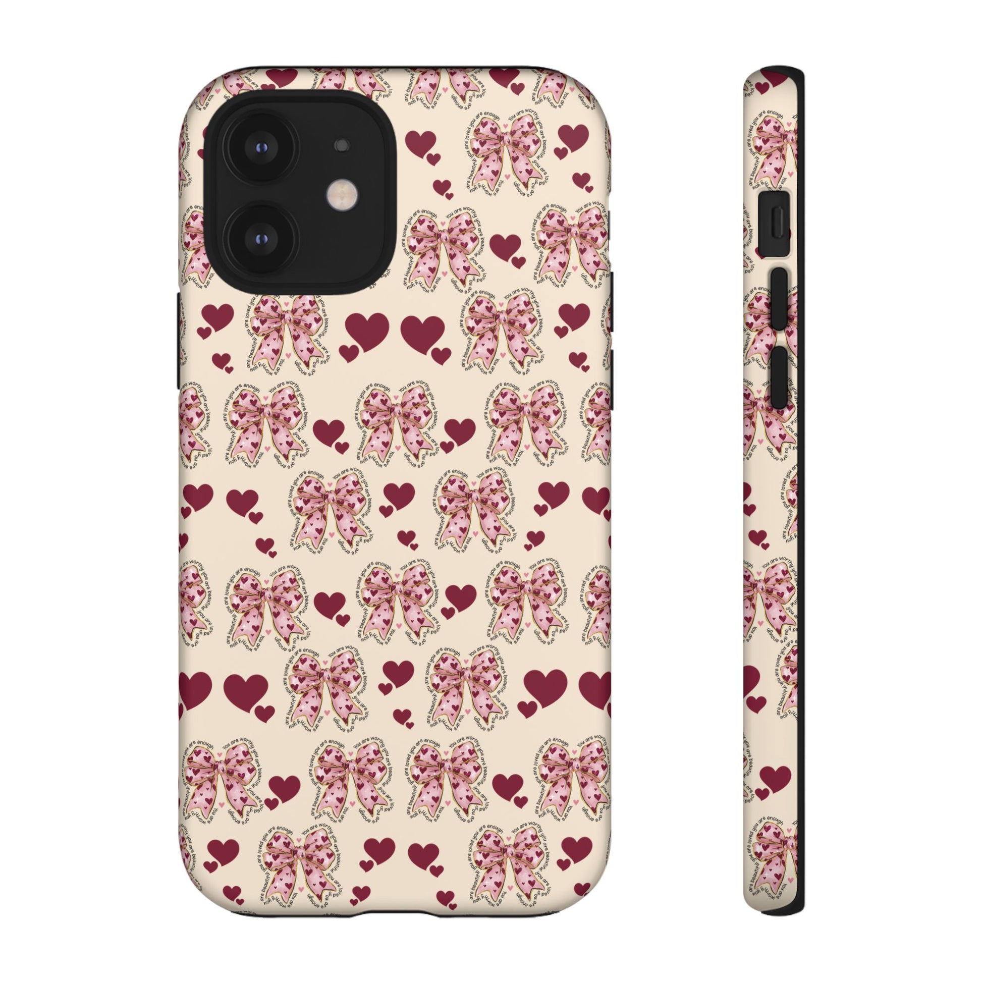 Charming Hearts & Pink Bows Phone Case Stylish & Durable Protection for Your Device | Scratch-Resistant, Slim Fit, and Lightweight Design for Everyday Use for iPhone & Android | Fresh Nature-Inspired Design!