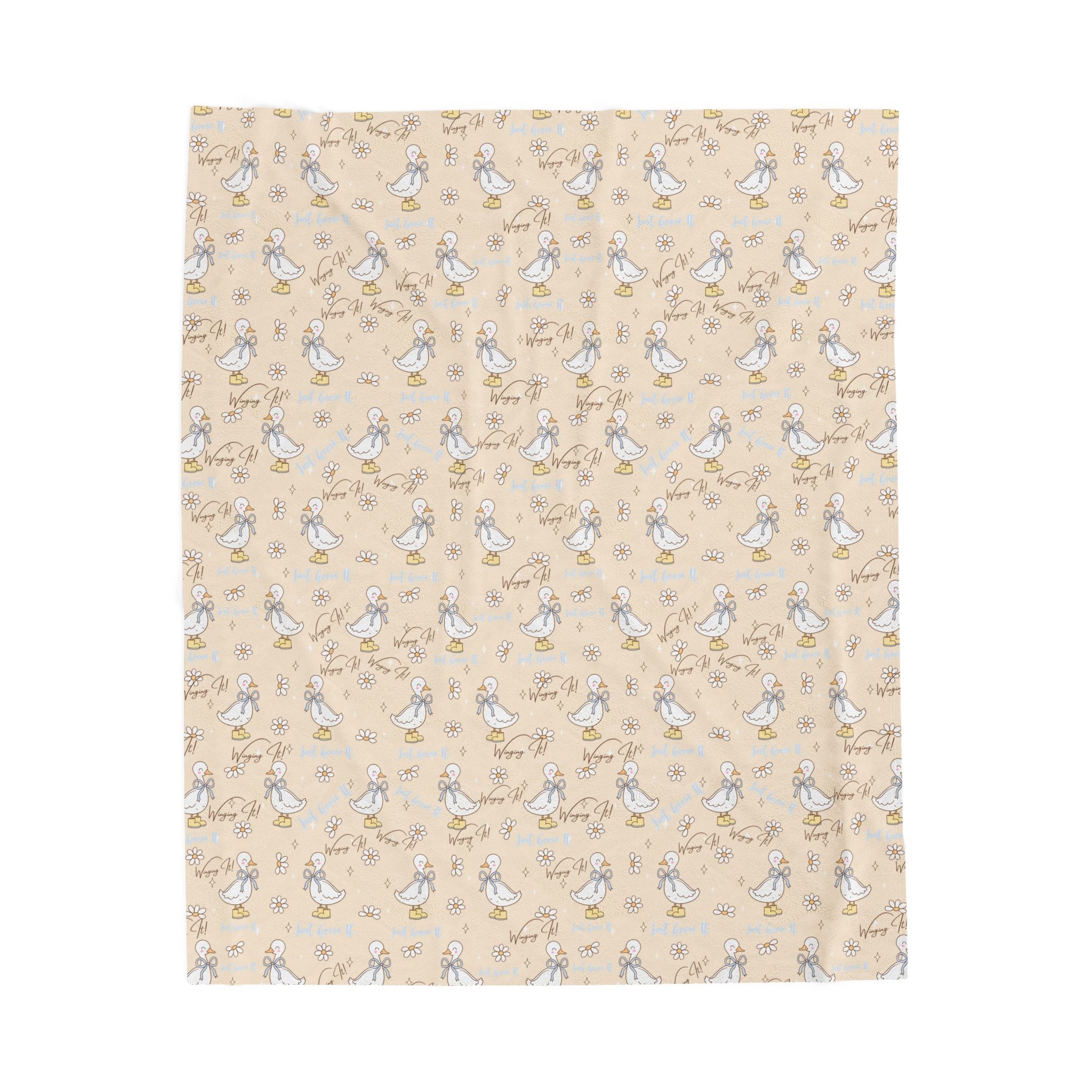 Couverture en peluche Velveteen, motif Oie Farceuse, jeté d'animaux rigolos, literie douillette, jolie décoration de chambre d'enfant, canapé confortable