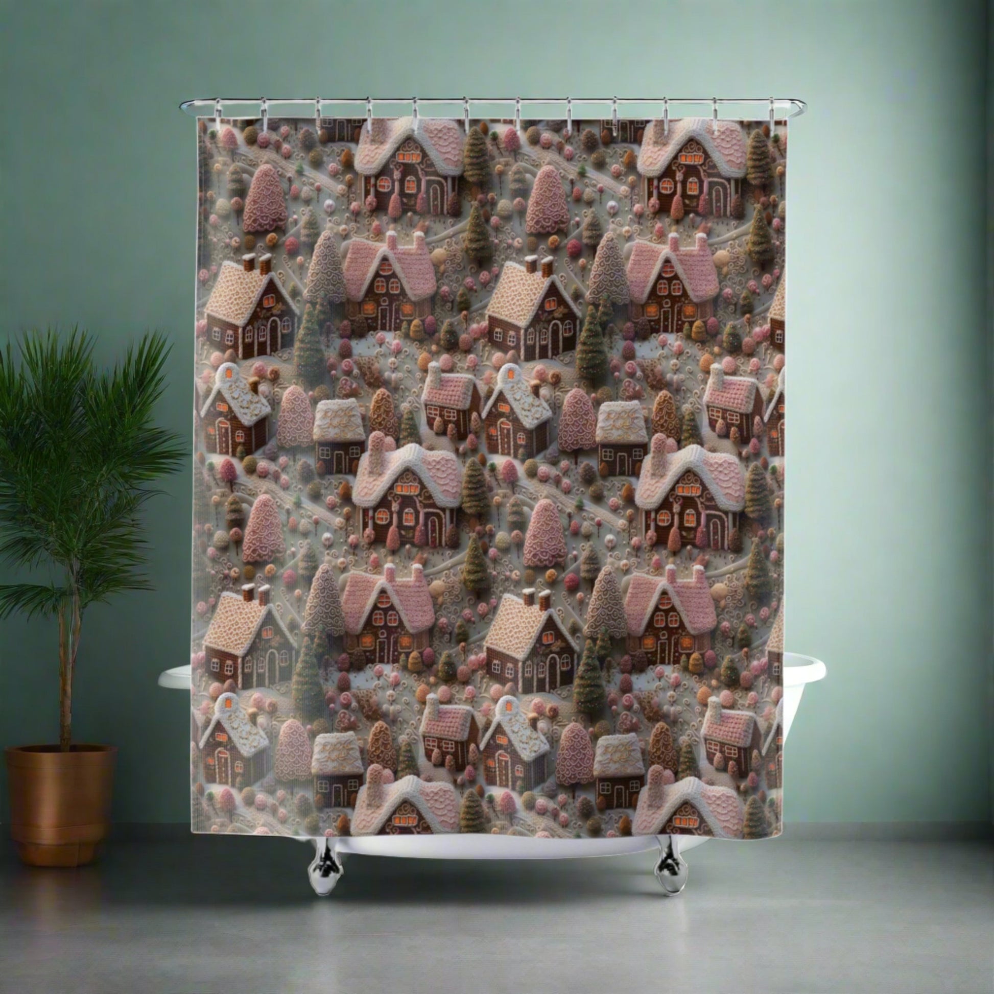 Gingerbread House Elegant Shower Curtain 71x74 Inches Sophisticated Bathroom Housewarming Gift New Bathroom Decor Wedding Gift for Mom Bridal - MRSBYVALLE