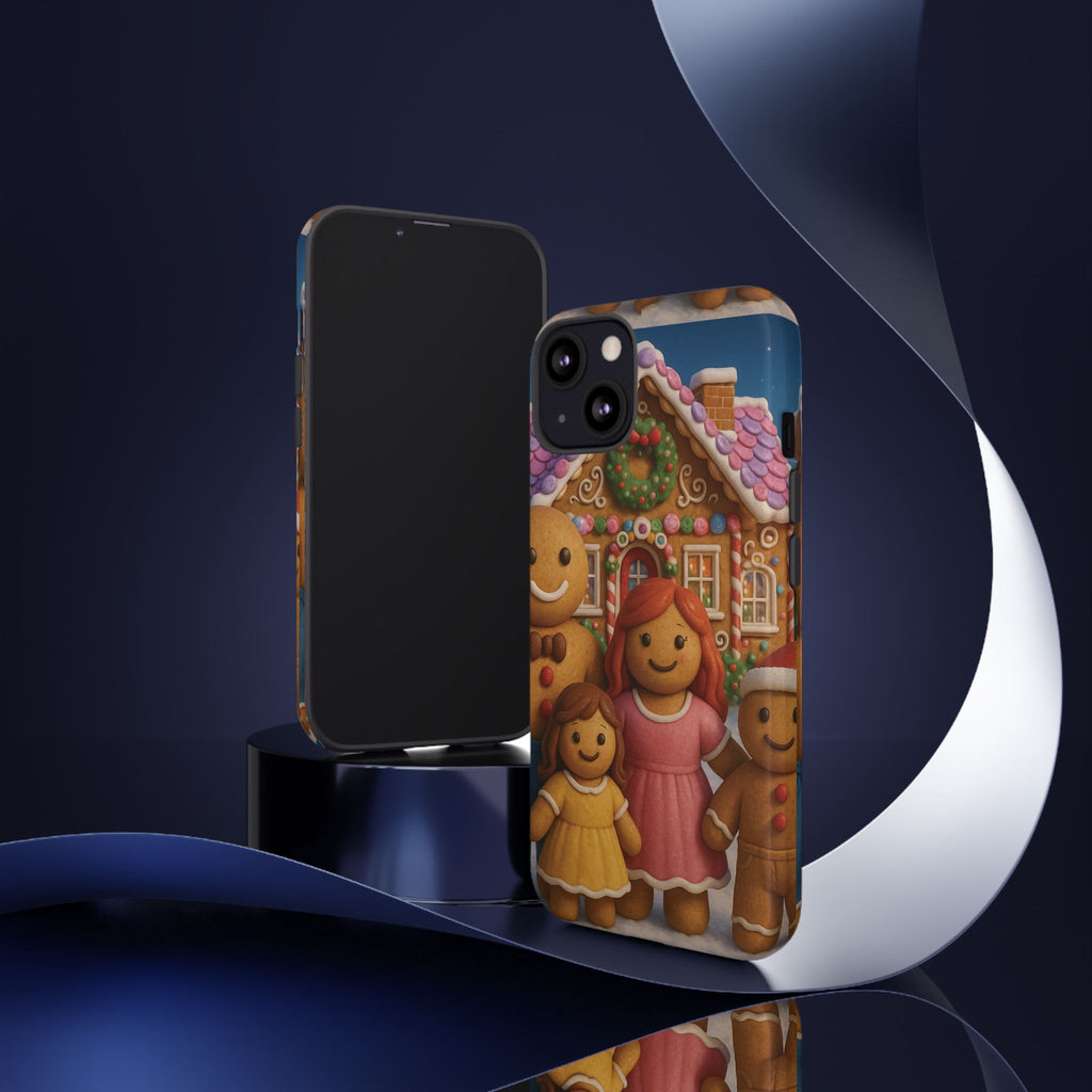 Coque de téléphone esthétique Famille en Pain d'Épices – Design d'inspiration vintage sur le thème de Noël – Étui stylé pour modèles iPhone et Samsung Galaxy