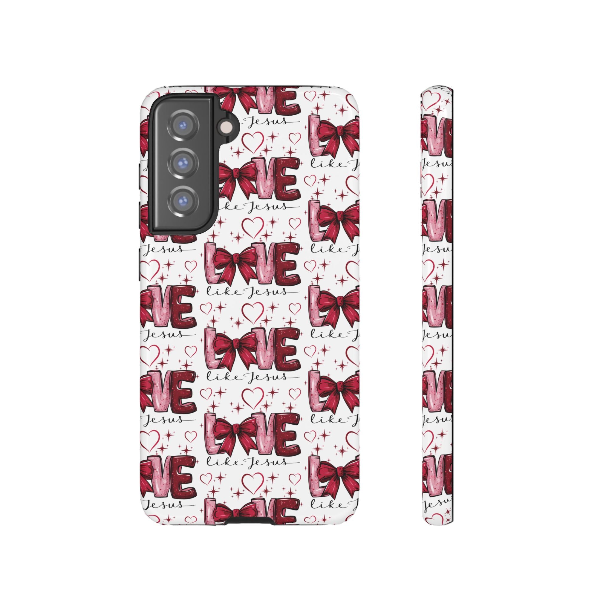 Love Like Jesus Red Bows and Hearts—Tough, Faithful Phone Cases & Religious iPhone Accessories: Protect Your Device & Show Your Faith