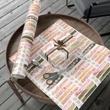 Pastel Brushstroke Floral Wrapping Paper Soft Pink & Peach Illusion Design, Elegant Gift Wrap for Her, Aesthetic Packaging for Birthdays  More Weddings