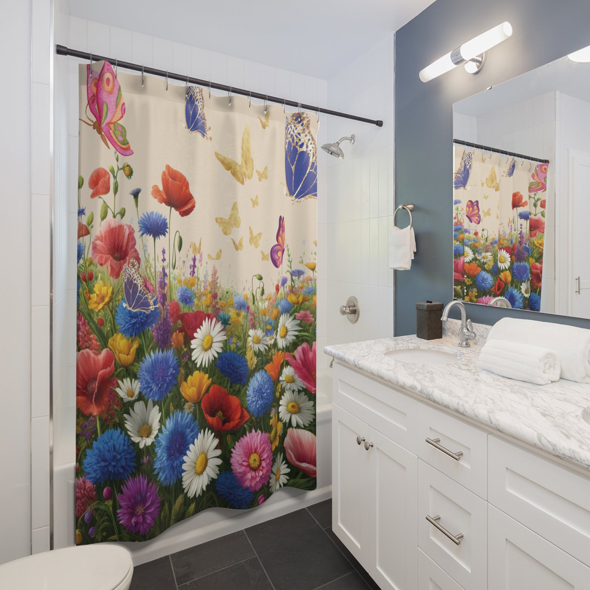 Vibrant Wildflower Shower Curtain - Enhance Your Bathroom Decor with Elegant Floral Design | Premium Quality, Waterproof, and Durable for a Fresh, Stylish LookWedding Gift for Mom Bridal Shower Gift Newlywed - MRSBYVALLE