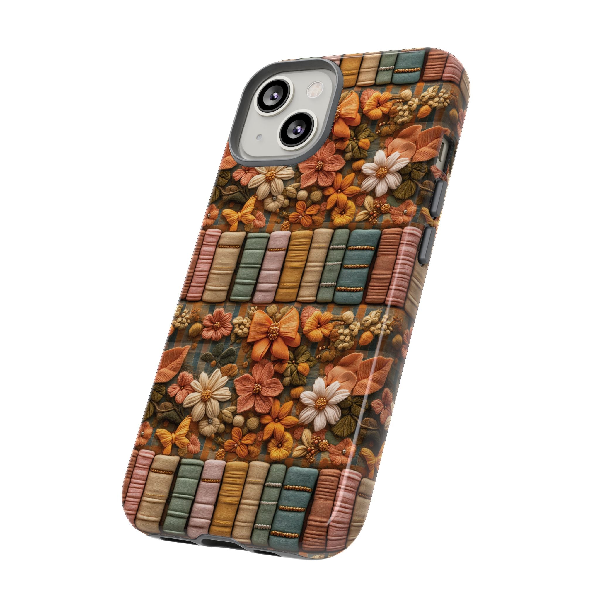 3D Illusion Boho Floral and Books Phone Case Gift for Her Phone 15, Samsung iPhone Samsung Gift for Her Case iPhone 15, Samsung iPhone Samsung Accessory Gift for Her