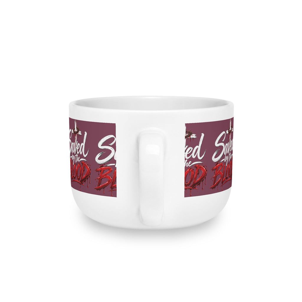 Saved by the Blood Ceramic Latte Mug — 25oz Christian Faith Coffee Bowl