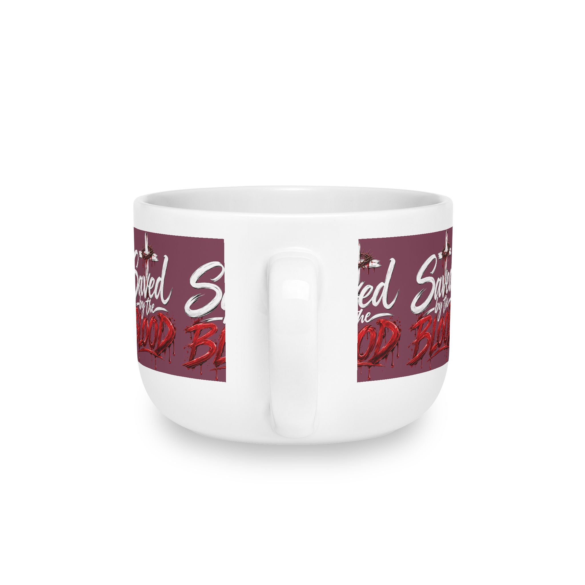 Saved by the Blood Ceramic Latte Mug — 25oz Christian Faith Coffee Bowl