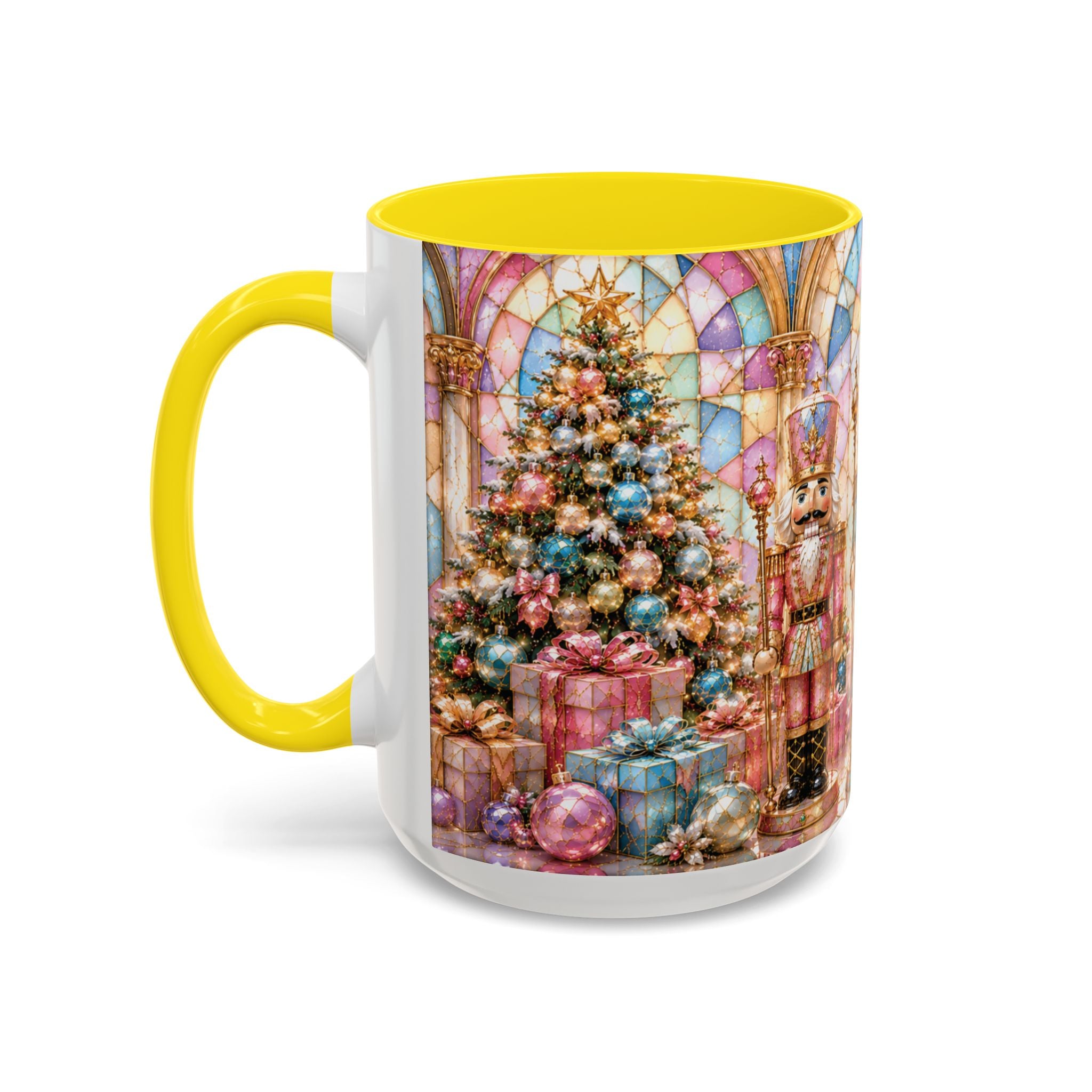 Nutcracker Christmas Coffee Mug – Festive Stained-Glass Holiday Accent Cup (11/15oz) Gift for Her