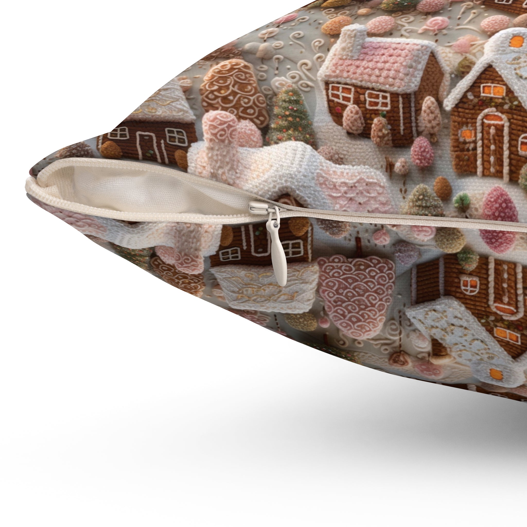 Gingerbread House Square Pillow Elegant Holiday Decor Perfect for all Seasonal Decorations Perfect Accent for Living Rooms, Bedrooms, Soft, Durable, Pillow Gift New House, Bridal Shower Gift - MRSBYVALLE