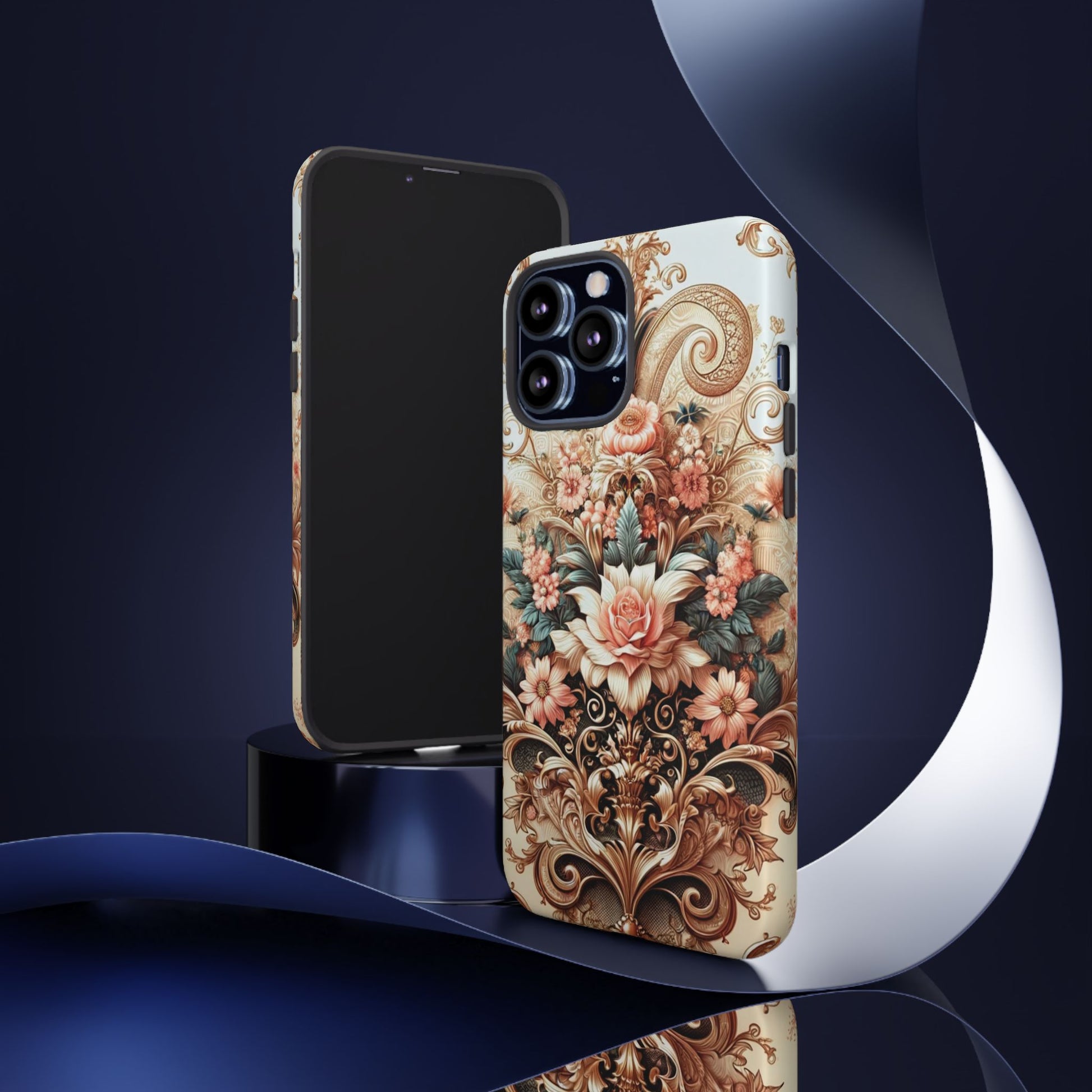 Gold Design Luxury Phone Tough Case Floral Elegant Durable Stylish for Modern Devices iPhone 17, 16, 15, Samsung iPhone Samsung Accessory Gift for Her