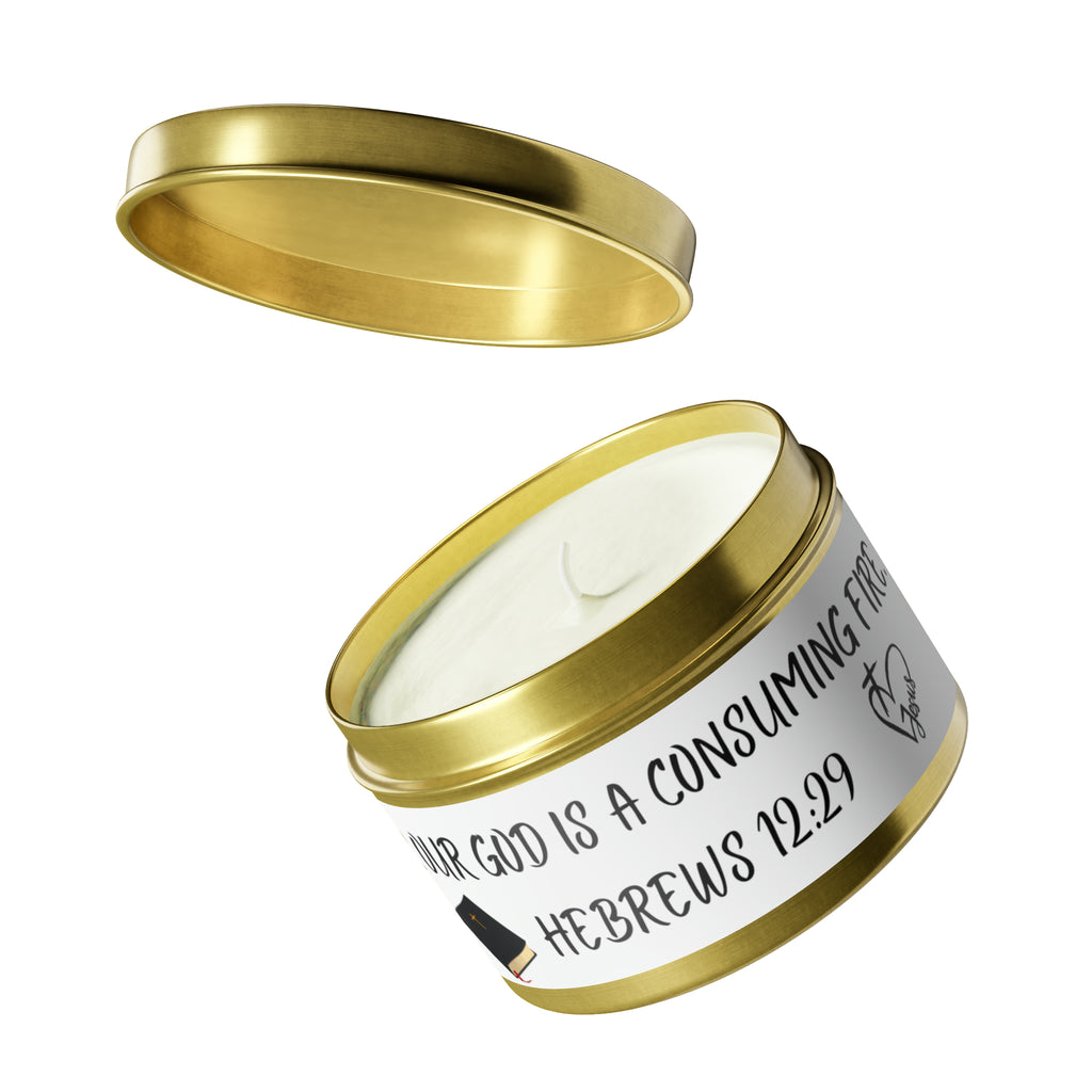 New House Sacred Light Divine Verse Tin Candles Embrace Peace with 4oz/8oz Coconut Soy Wax, Hand-Poured in USA. Lead-Free Wick, 20-40hr Burn. Evergreen, Vanilla, More. Spiritual Ambiance Awaits. Grace.