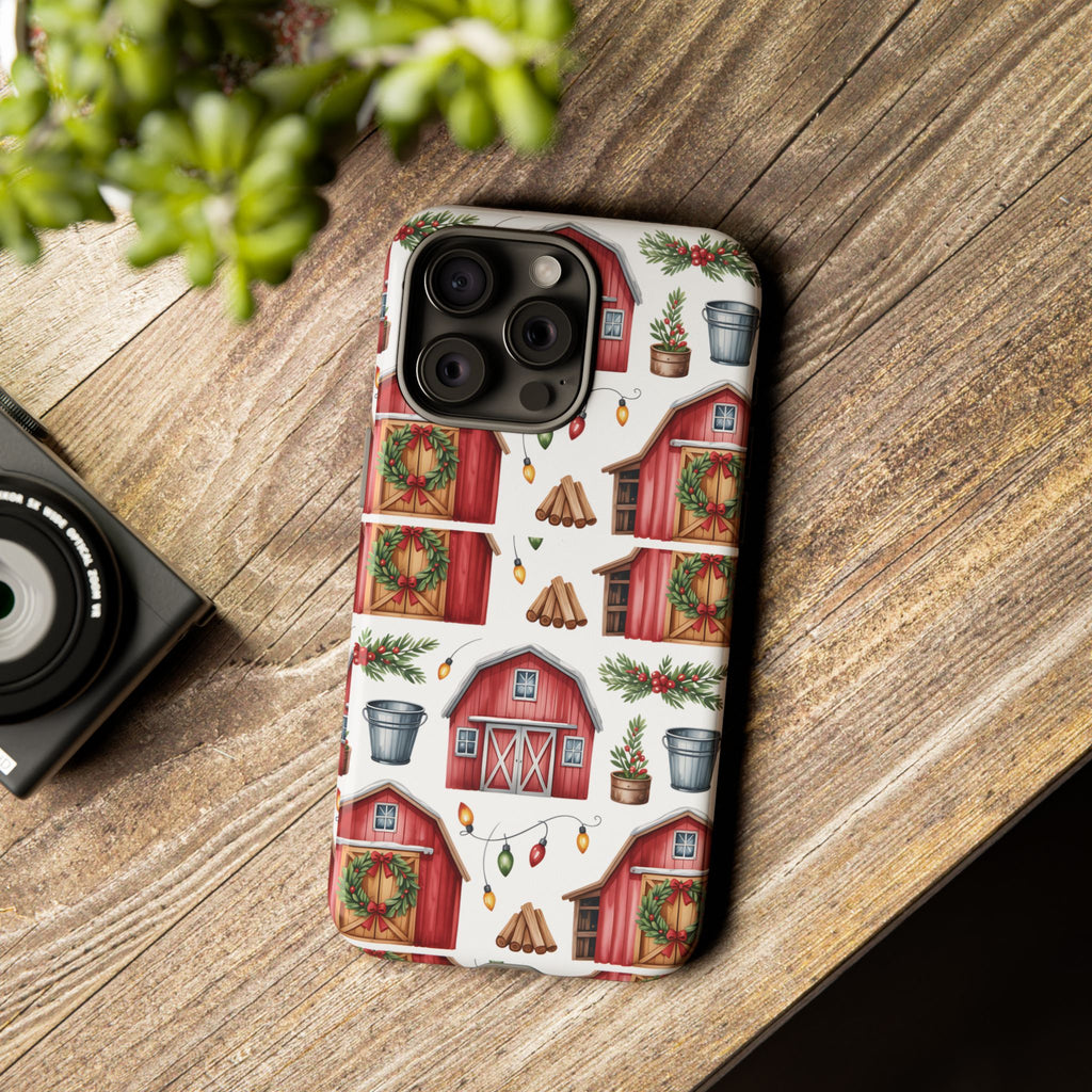Farmhouse Christmas Design Phone Case - Stylish, Protective Cover for All Models Gift for Mom Accessory Gift for Her