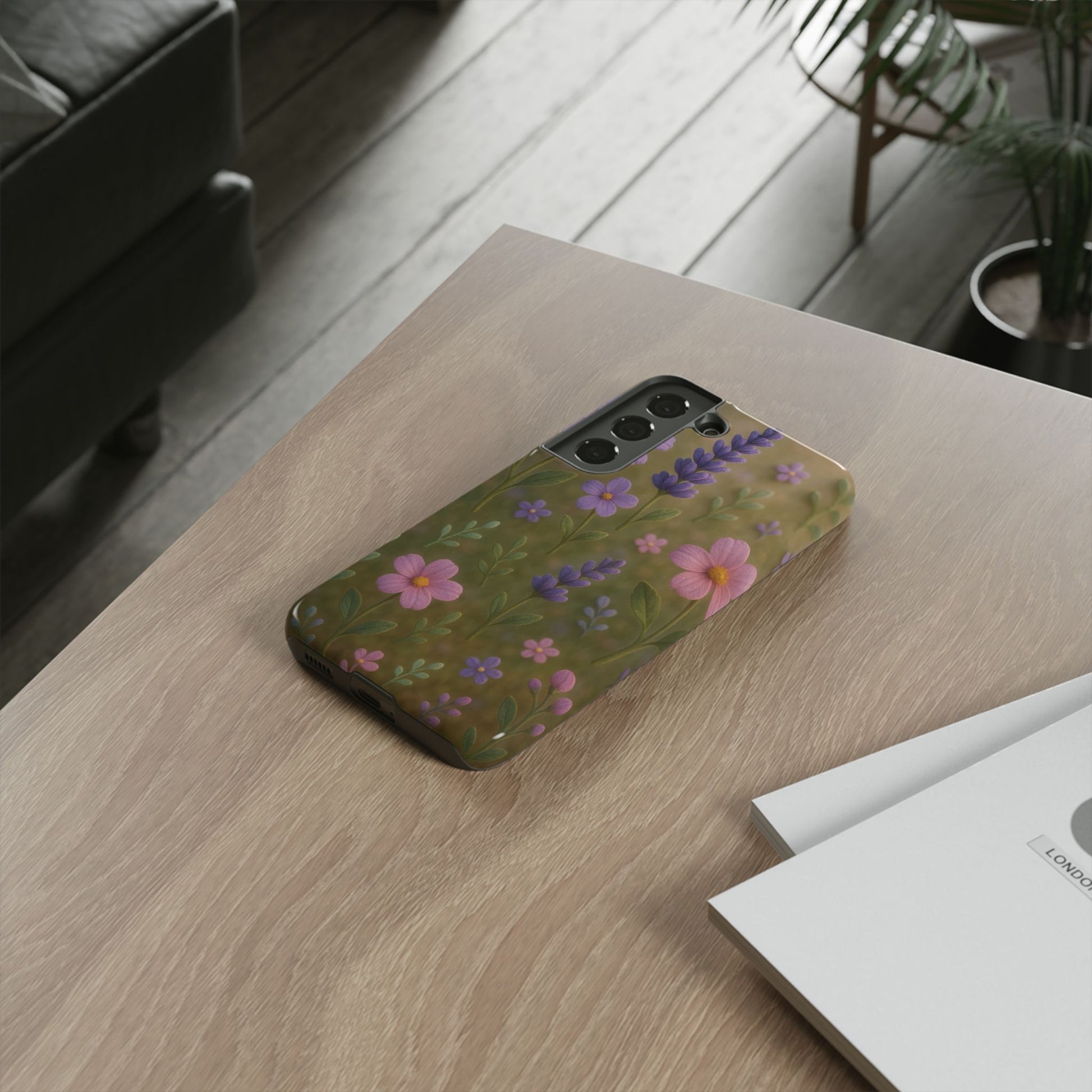 Pastel Flowers 3D Illusion Wildflower Phone Case Cute Pastel Floral Design in Lavender, Pink, Mint Green Aesthetic Protective Case for iPhone and  Android
