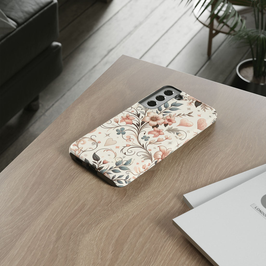 Floral Design Luxury Phone Tough Case Floral Elegant Durable Stylish for Modern Devices iPhone 17, 16 15, Samsung iPhone Samsung Accessory Gift for Her