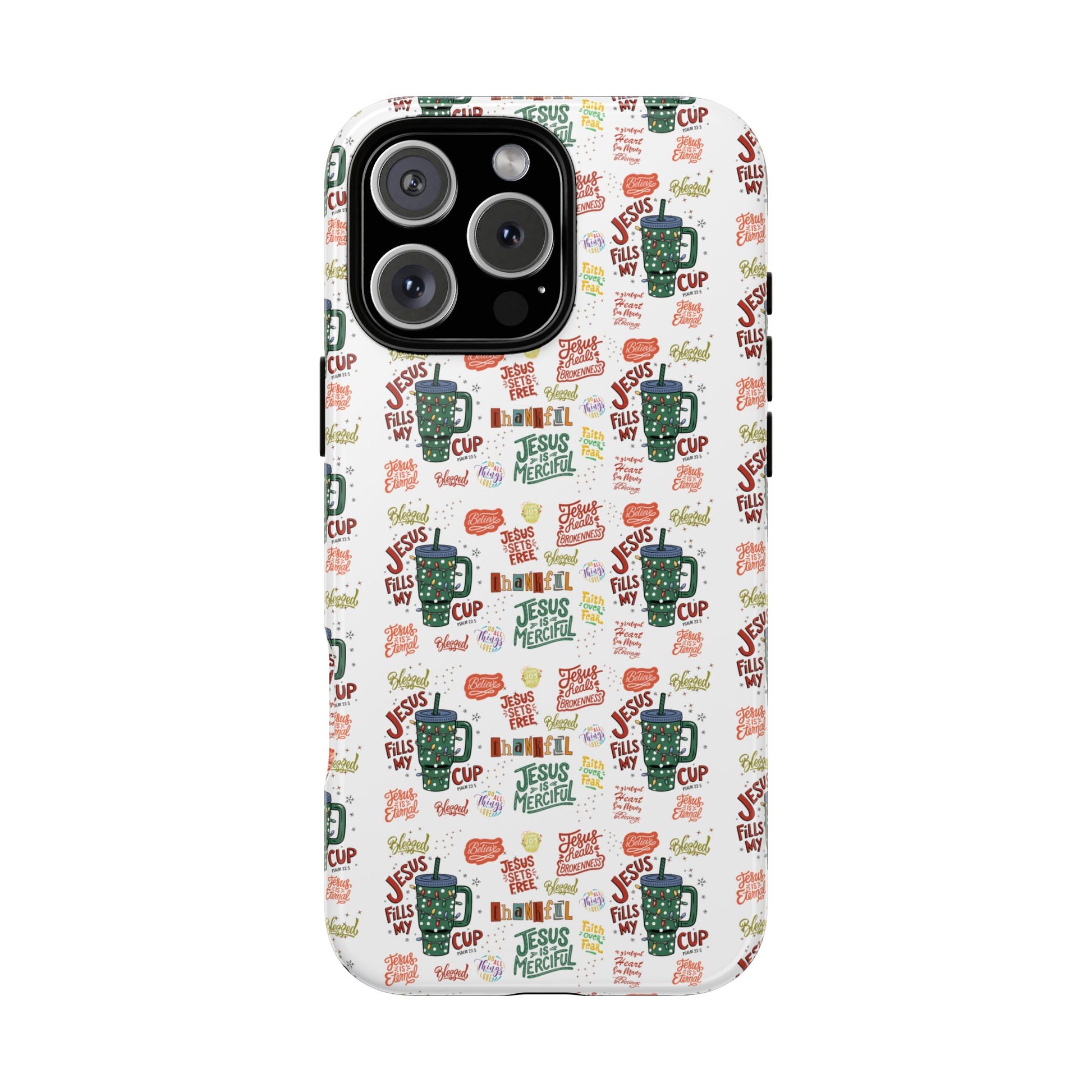 Jesus Fill My Cup Phone Case Cute Floral Design in Red, Pink, Blue – Aesthetic Protective Case for iPhone and  Android