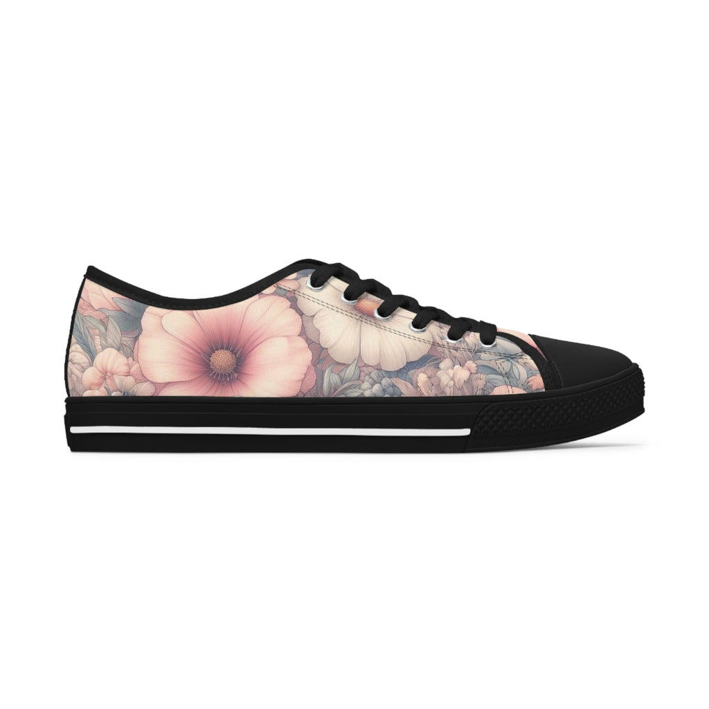 Floral Women's Low Top Sneakers Breathable Polyester Canvas, Lightweight Stylish Floral Pastel Design, Comfortable All-Day Wear, Perfect for Walking and Everyday Activities - MRSBYVALLE