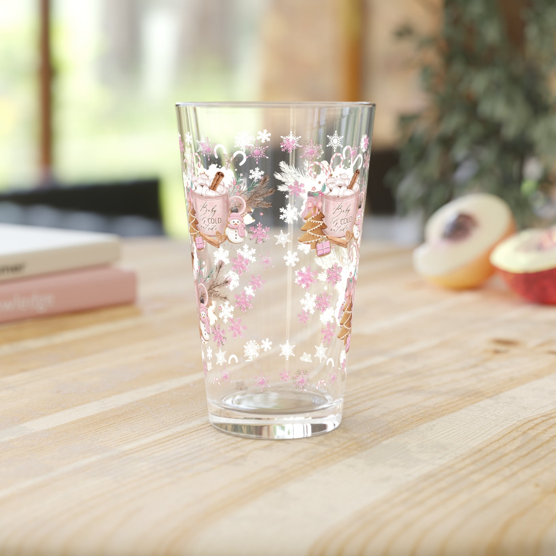 Baby it's Cold Outside Pint Glass Retro Christmas Design | Unique Holiday Drinkware | Perfect Gifts & Decorations |Ideal Gift for Christmas Celebrations Elegance Durable, Glassware Perfect for Parties - MRSBYVALLE
