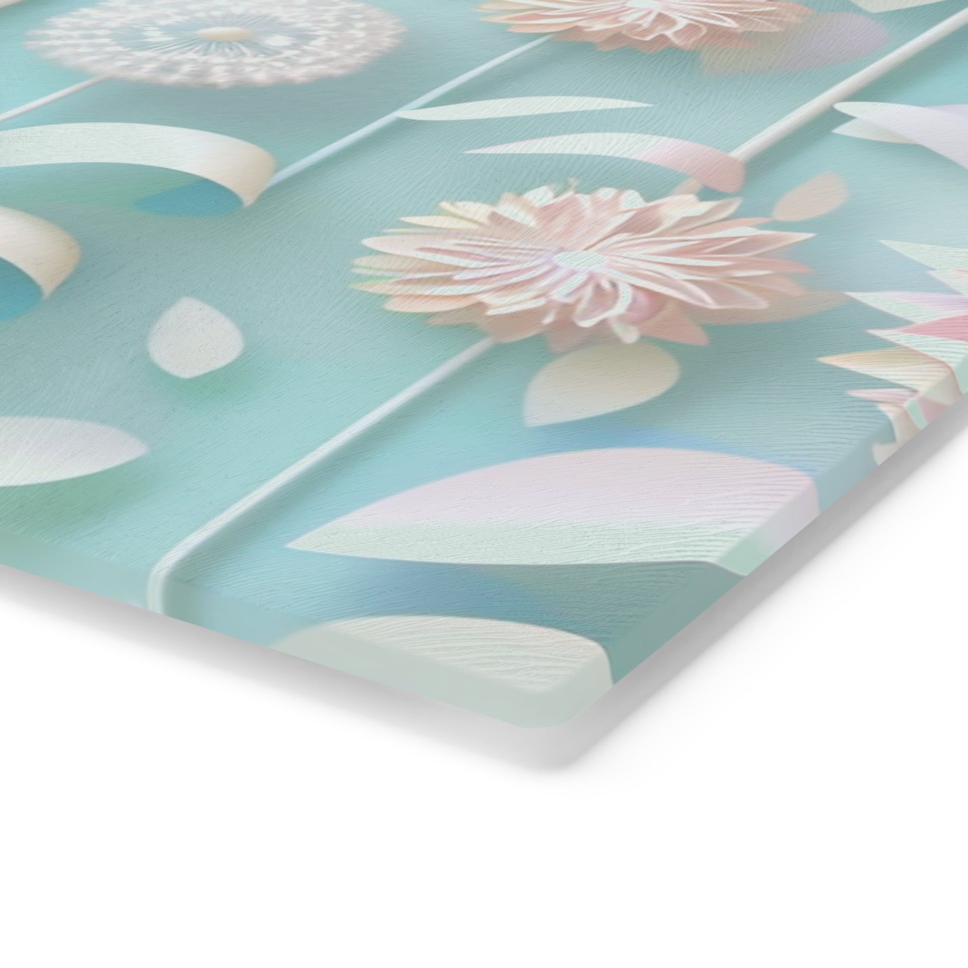 Pastel Floral Tempered Glass Cutting Board | Durable and Heat-Resistant | Non-Slip Feet for Stability | Scratch-Resistant Surface | Stylish Kitchen Decor & Gift