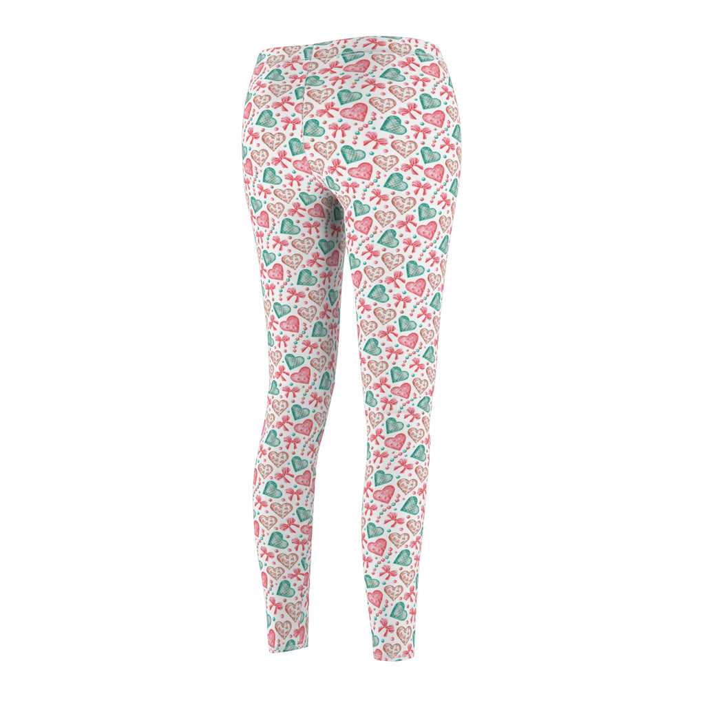 Cute Mint & Pink Hearts Leggings for Women – Comfy, Trendy & Perfect for Valentine’s Day, Yoga, Gym, or Everyday Wear Available in Plus Sizes