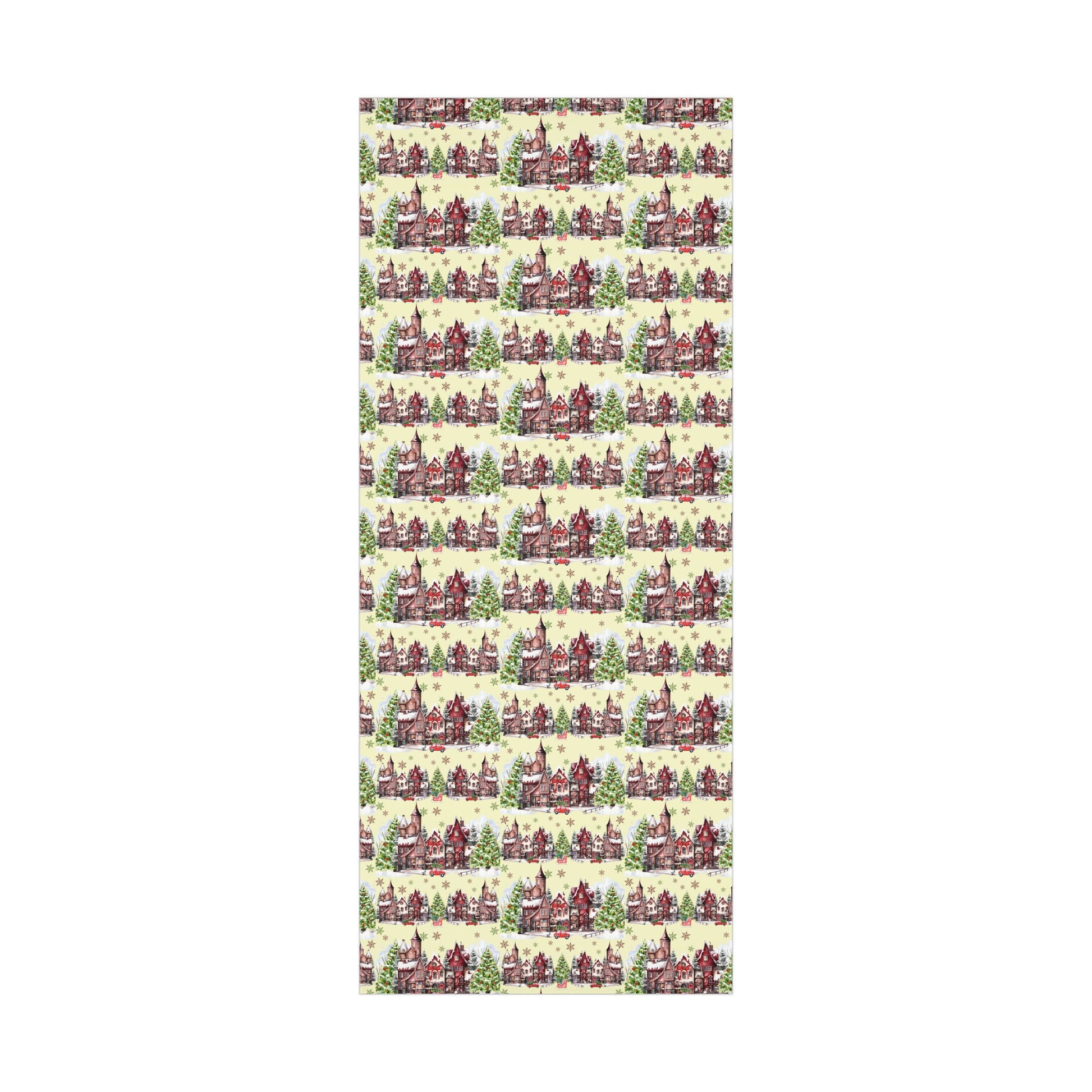Christmas Village Wrapping Paper Whimsical Winter Wonderland with Pastel Trees, Snowflakes, and Festive Gifts Perfect for a Magical Holiday Season in Matte/Satin, All Occasion - MRSBYVALLE