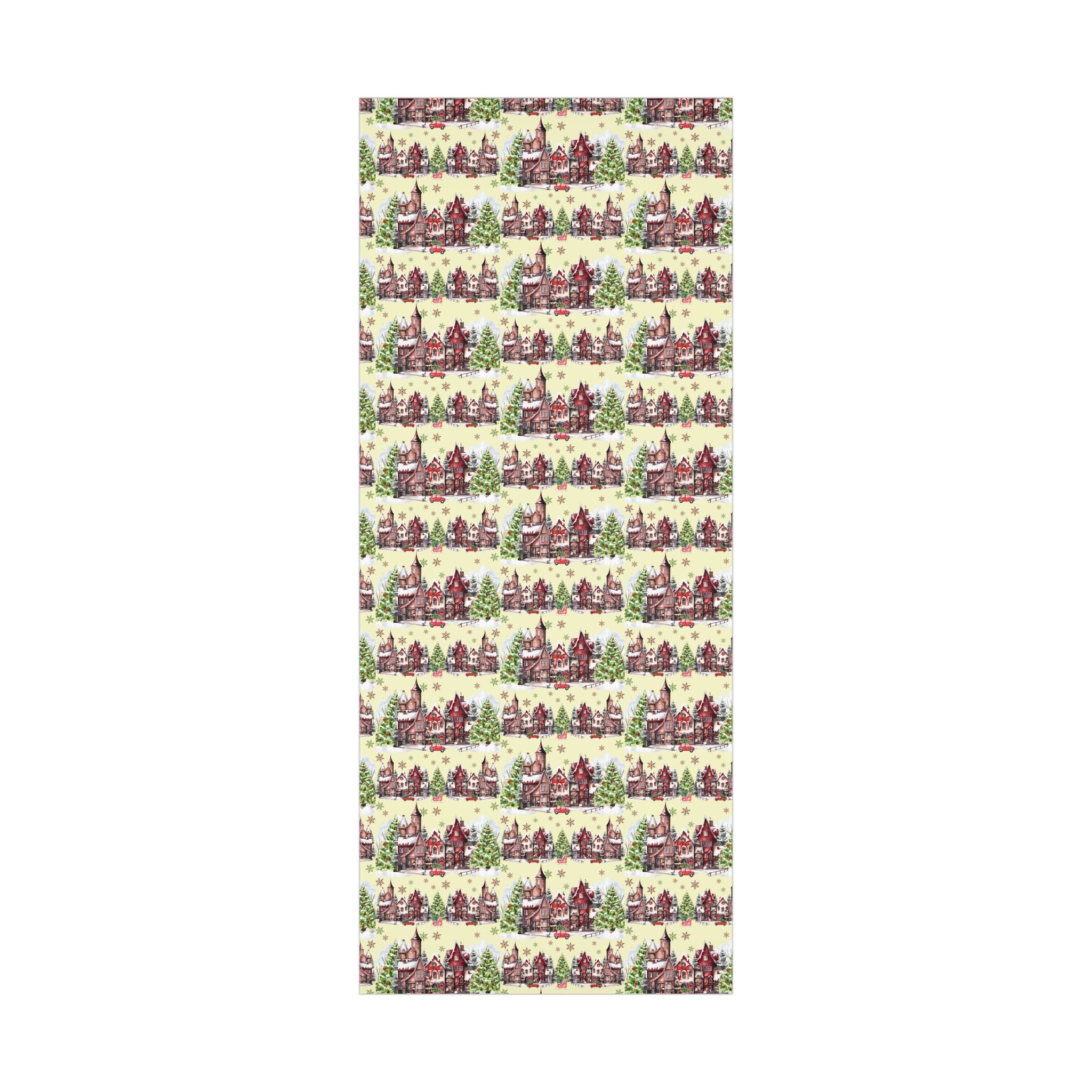 Christmas Village Wrapping Paper Whimsical Winter Wonderland with Pastel Trees, Snowflakes, and Festive Gifts Perfect for a Magical Holiday Season in Matte/Satin, All Occasion - MRSBYVALLE