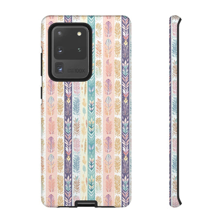 Boho Pastel Feathers Modern Watercolor Abstract Phone Case Compatible with iPhone, Samsung & More - Stylish, Durable Protection with Vibrant Artistic Design Perfect Gift for Her