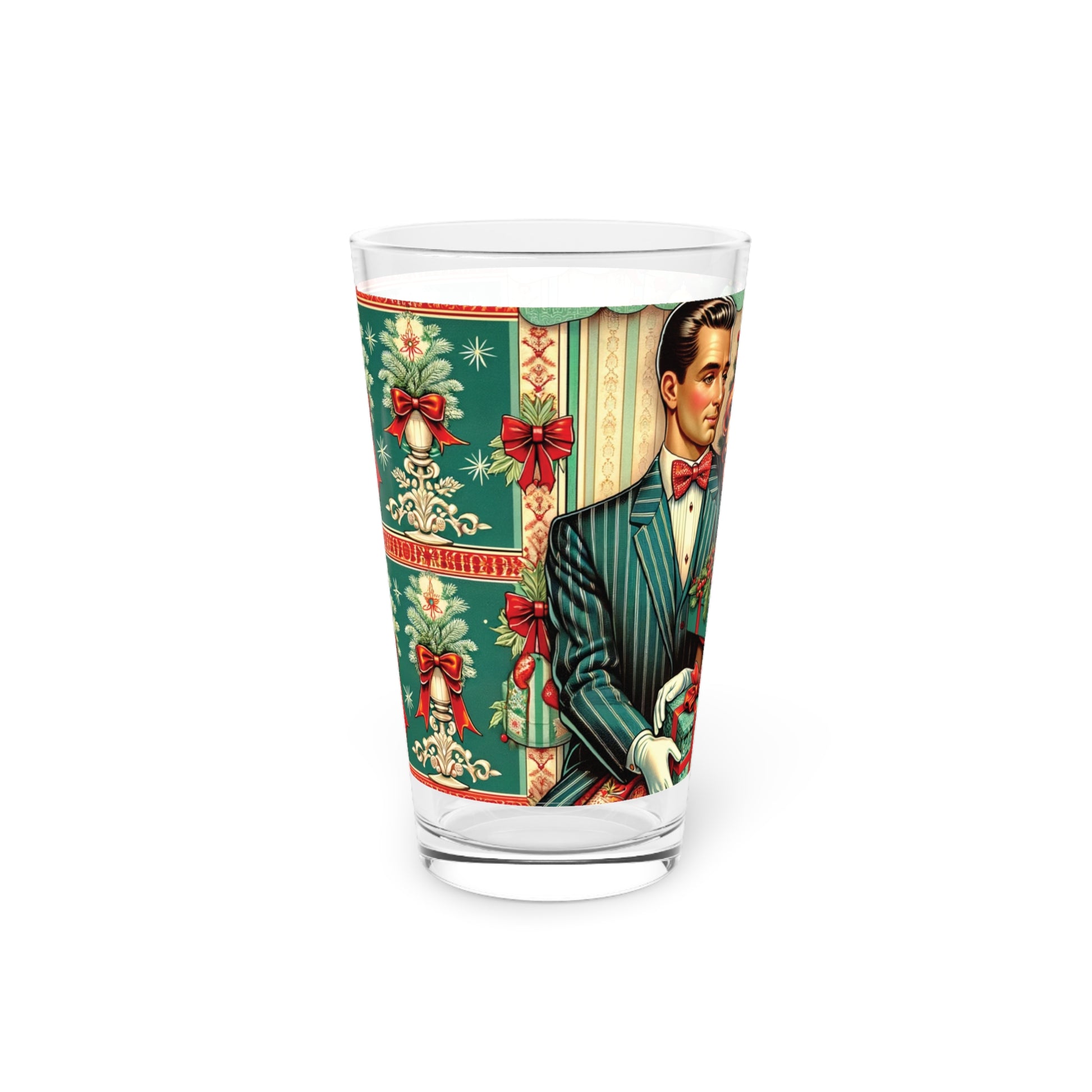 Vintage Retro Radiance 16 oz Pint Glass Featuring 50s Franciscan Diamond Starburst Kitsch Christmas Card Art Party Drinkware, Cocktail Glass Housewarming Perfect Gift Party Drinkware, Cocktail, Wedding Perfect for Parties - MRSBYVALLE