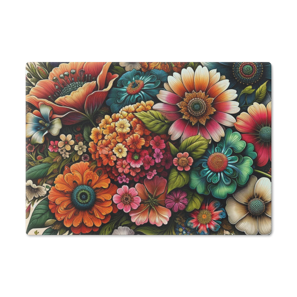 Cutting Board Bright Floral Tempered Glass Cutting Board Durable Kitchen Decor with Elegant Flower Design, Housewarming, New House Gift - MRSBYVALLE