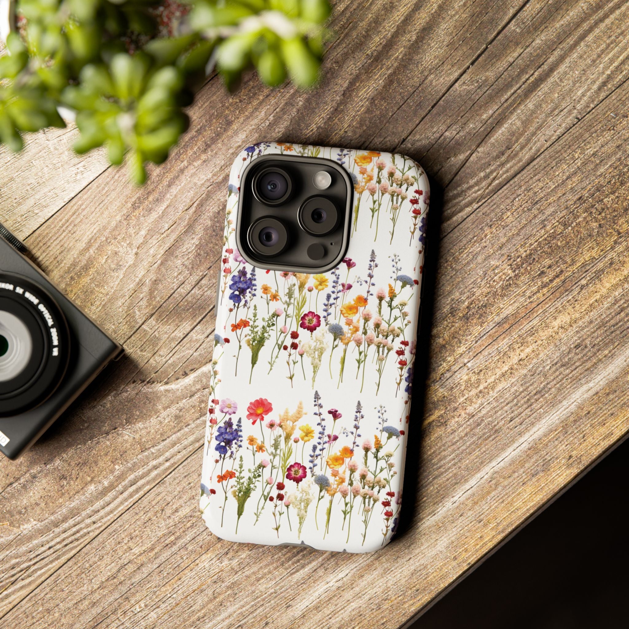 White Best Phone Case Press Flowers Floral 3D Illusion Luxury Tough Case Floral Elegant Durable Stylish for Modern Devices iPhone 17, 16, 15, Samsung iPhone Samsung Accessory Gift for Her
