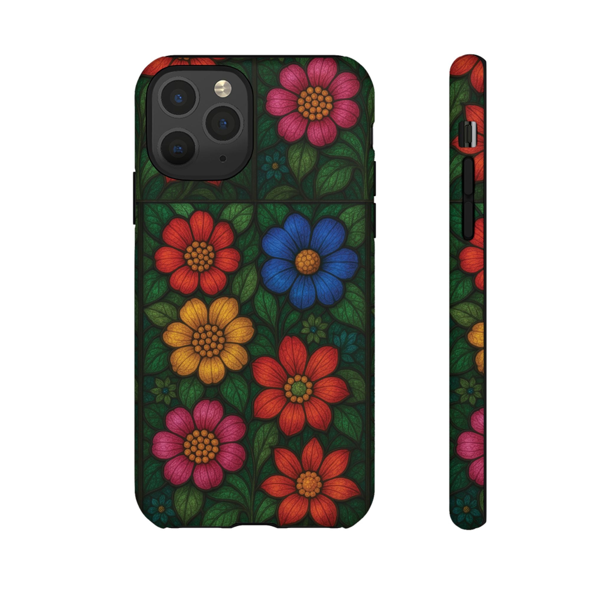 Bright Floral Stained Glass Illusion Phone Case Colorful Abstract Art, Aesthetic Protective Cover for iPhone, Samsung & Google, Unique Gift Idea Mom