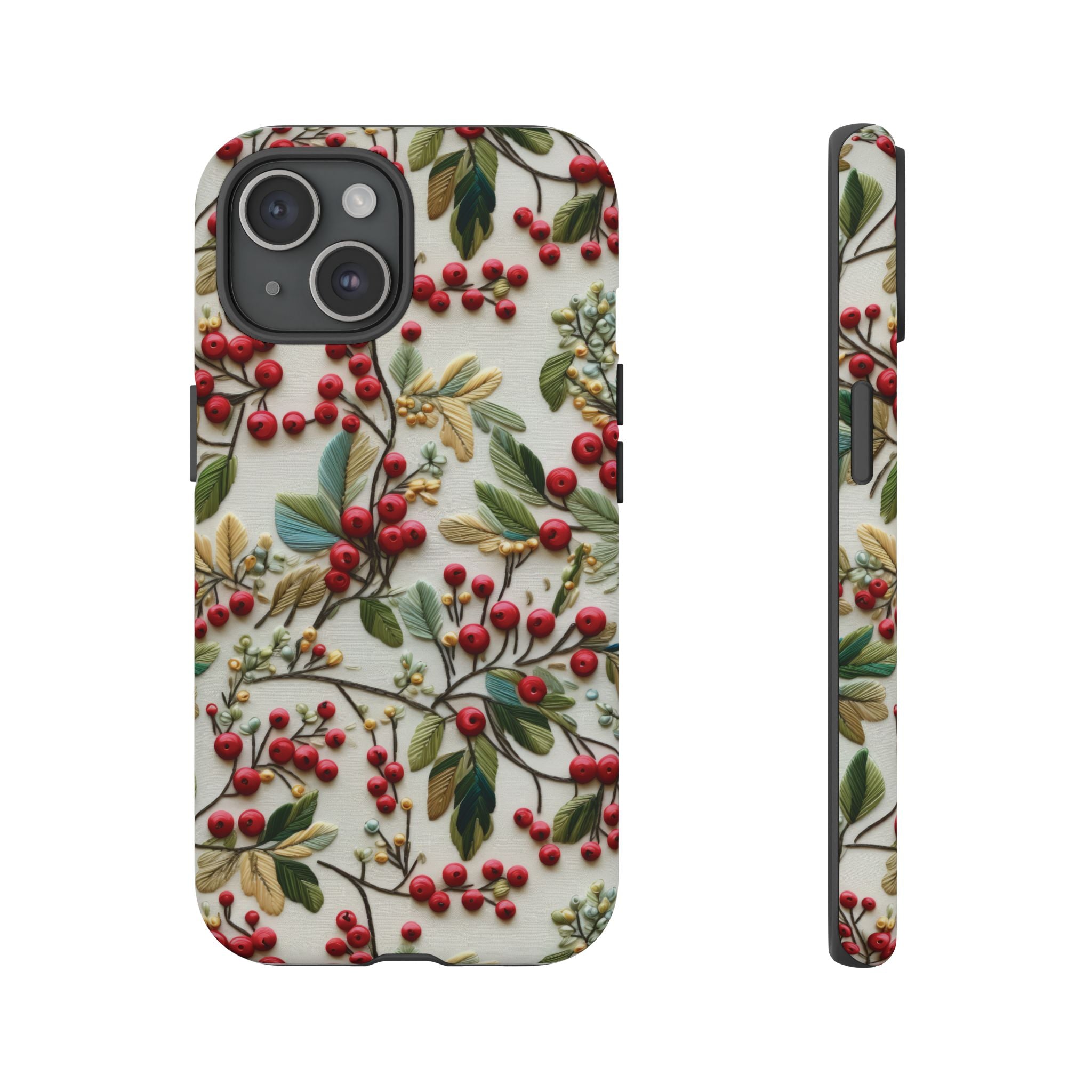 Holly Christmas Wildflowers Boho Chic Design Phone Case - Stylish, Protective Cover for All Models Gift for Mom Accessory Gift for Her
