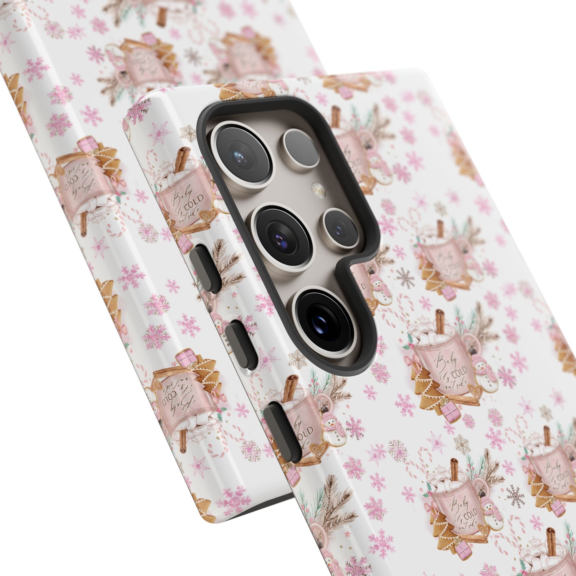 Baby it's Cold Outside Pink and White Phone Case Unique Holiday Protection for Your Device | Stylish & Durable Cover Gift for Her Phone 15, Samsung iPhone Samsung Accessory Gift for Her