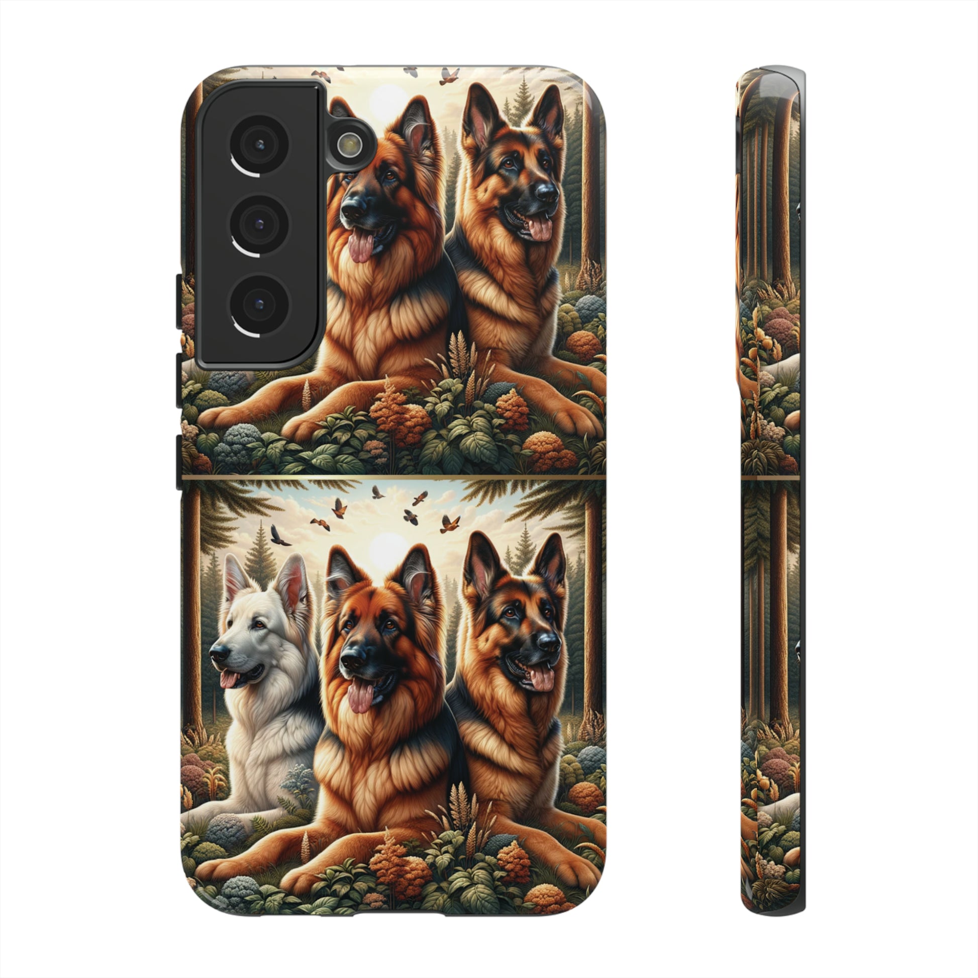 German Shepherd Phone Tough Case Floral Elegant Durable Dog Lover Devices iPhone 15, Samsung iPhone Samsung Accessory Gift for Her.
