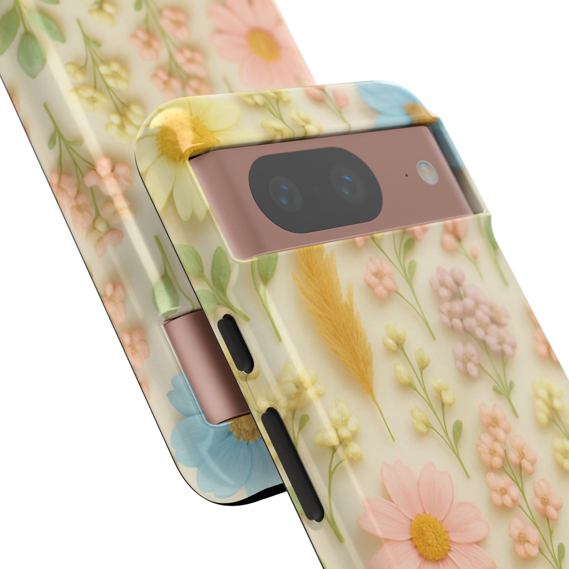 Pastel Dried Flowers Illusion Phone Case 3D Realistic Pressed Floral Design, Bright Botanical Aesthetic, Soft Nature-Inspired CoveriPhone & Galaxy