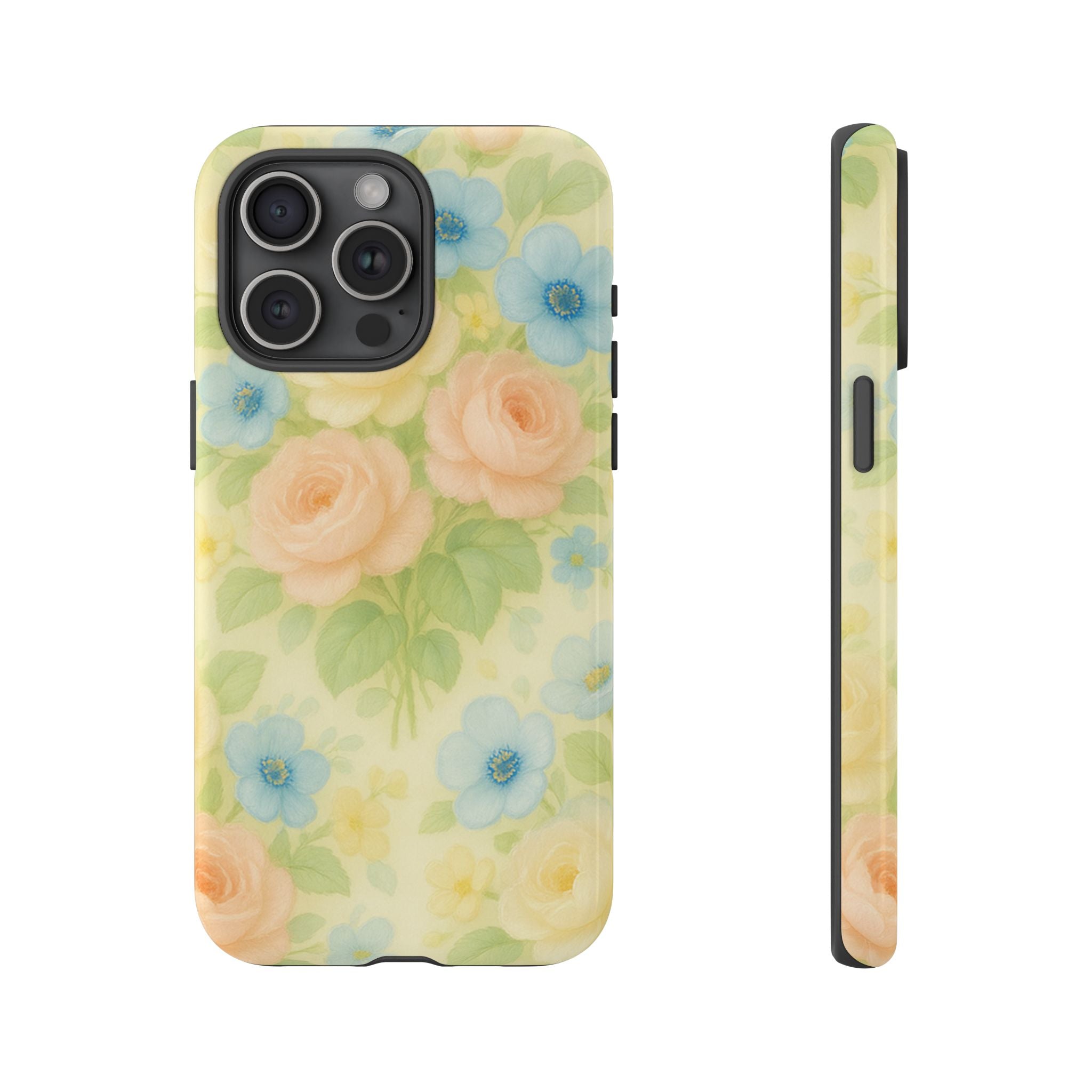Pastel Yellow Vintage Floral Phone Case  Romantic Cottagecore Aesthetic, Soft Botanical Design, Protective Gift for Her, Fits iPhone & Samsung Models